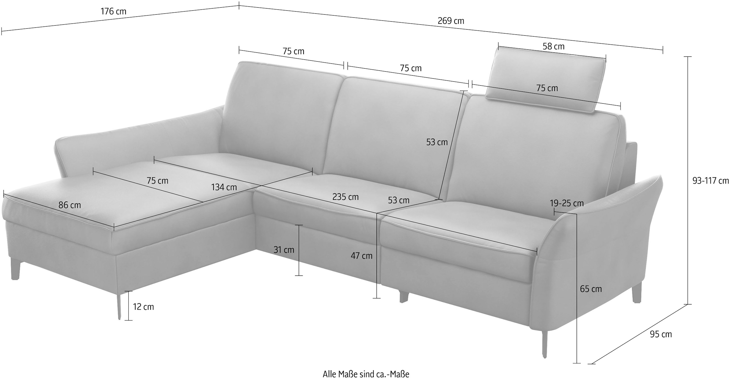 himolla Ecksofa »1920«, ein oder zwei integrierte Relaxsitze, Recamiere rechts oder links