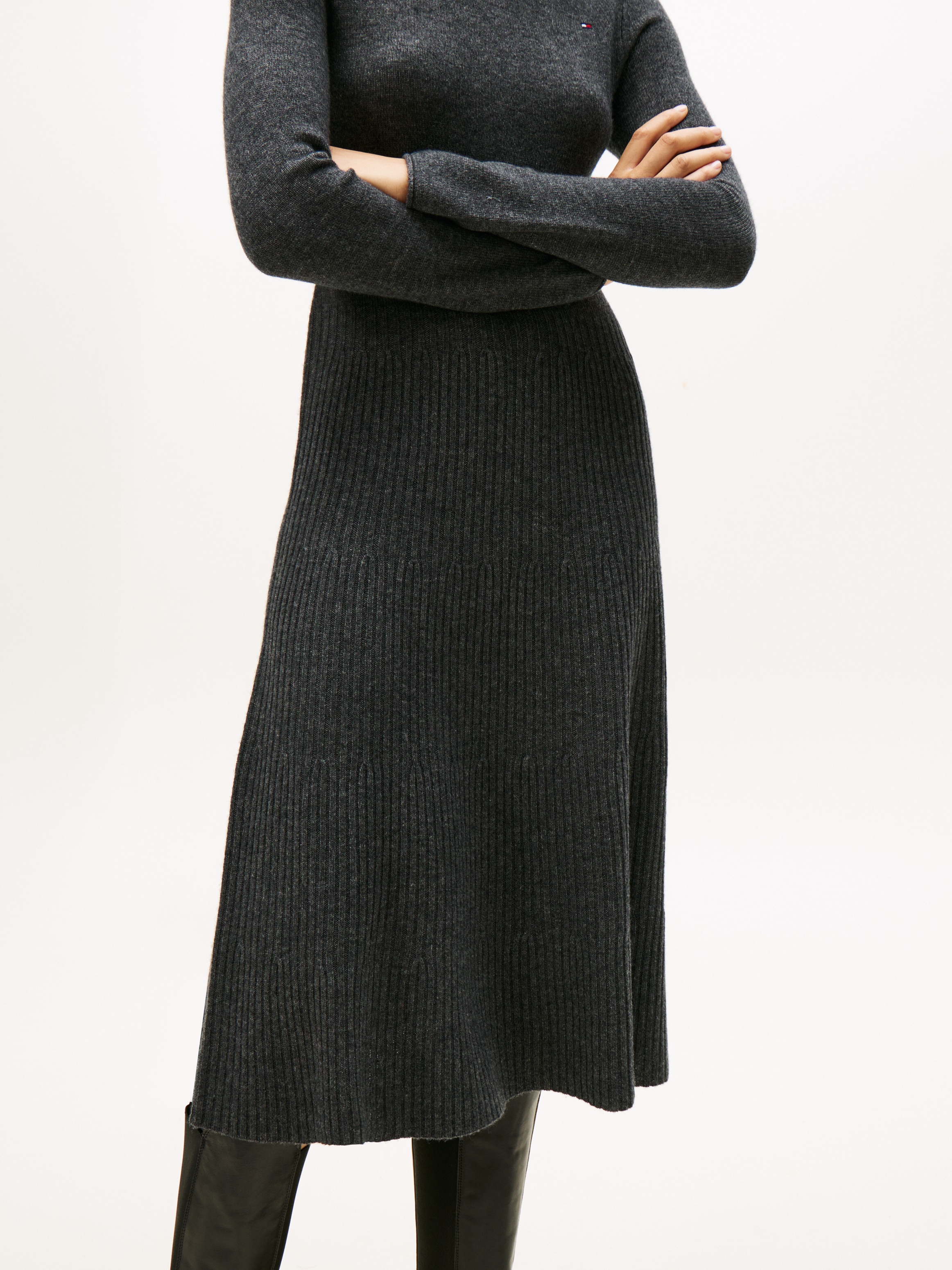 Tommy Hilfiger Strickkleid »SOFT WOOL LS MOCK-NK SWT DRESS«, aus reiner Wolle