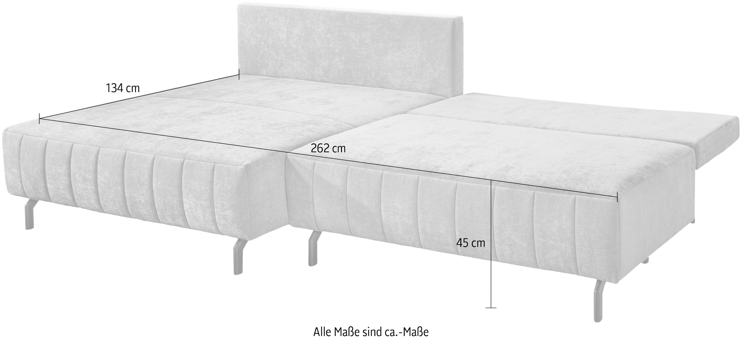 exxpo - sofa fashion Ecksofa inkl. Bettfunktion und Bettkasten, 15cm bodenfrei, Breite 262cm