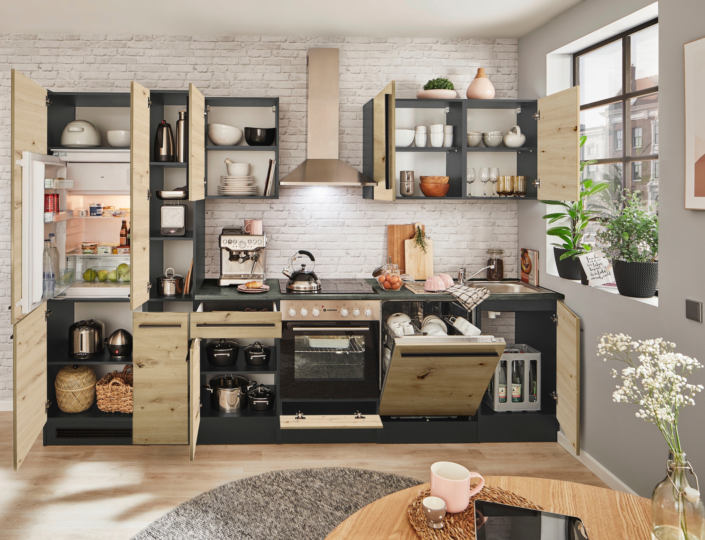 BASIC by Balculina Küchenzeile »Jazz«, Breite 310 cm, wahlweise mit E-Geräten