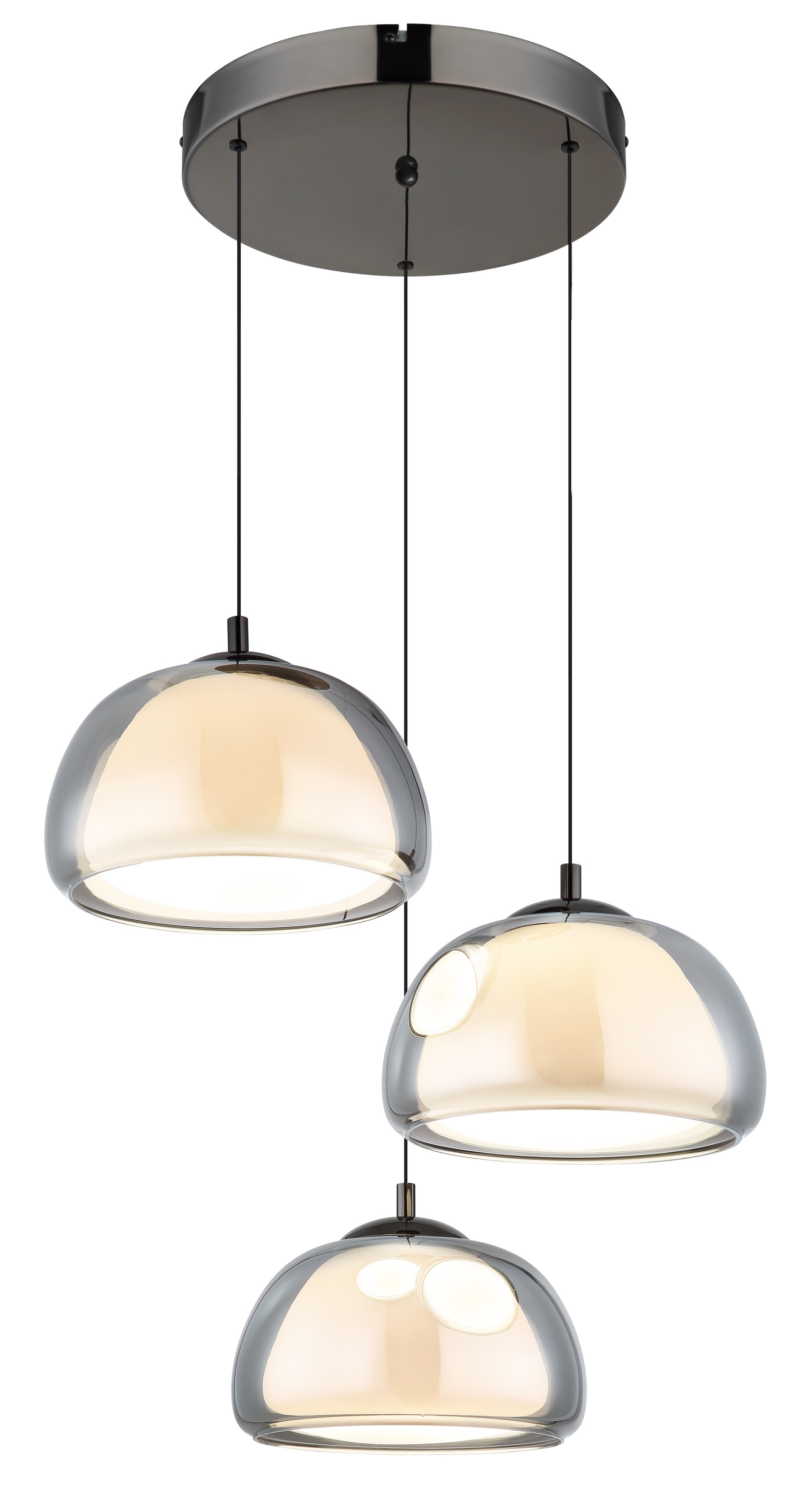 GLOBO LIGHTING Hängeleuchte "AVILA", schwarz, chromfarben, 1, Ø 50cm H: 150cm, 1 Stk., Leuchten, Dimmbarer Hängeleuchte schwarz-chrom mit Fernbedienung, smart, Hängeleuchte