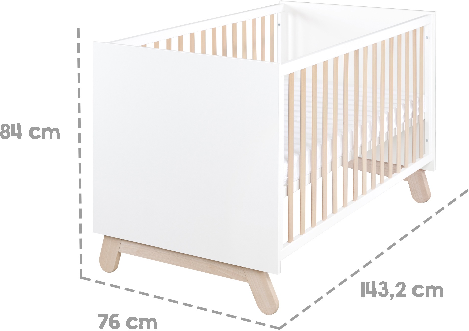 roba® Babybett »Kombi-Kinderbett Clara, Weiß«, mit Gittersprossen und Füßen aus massiver Buche; Made in Europe