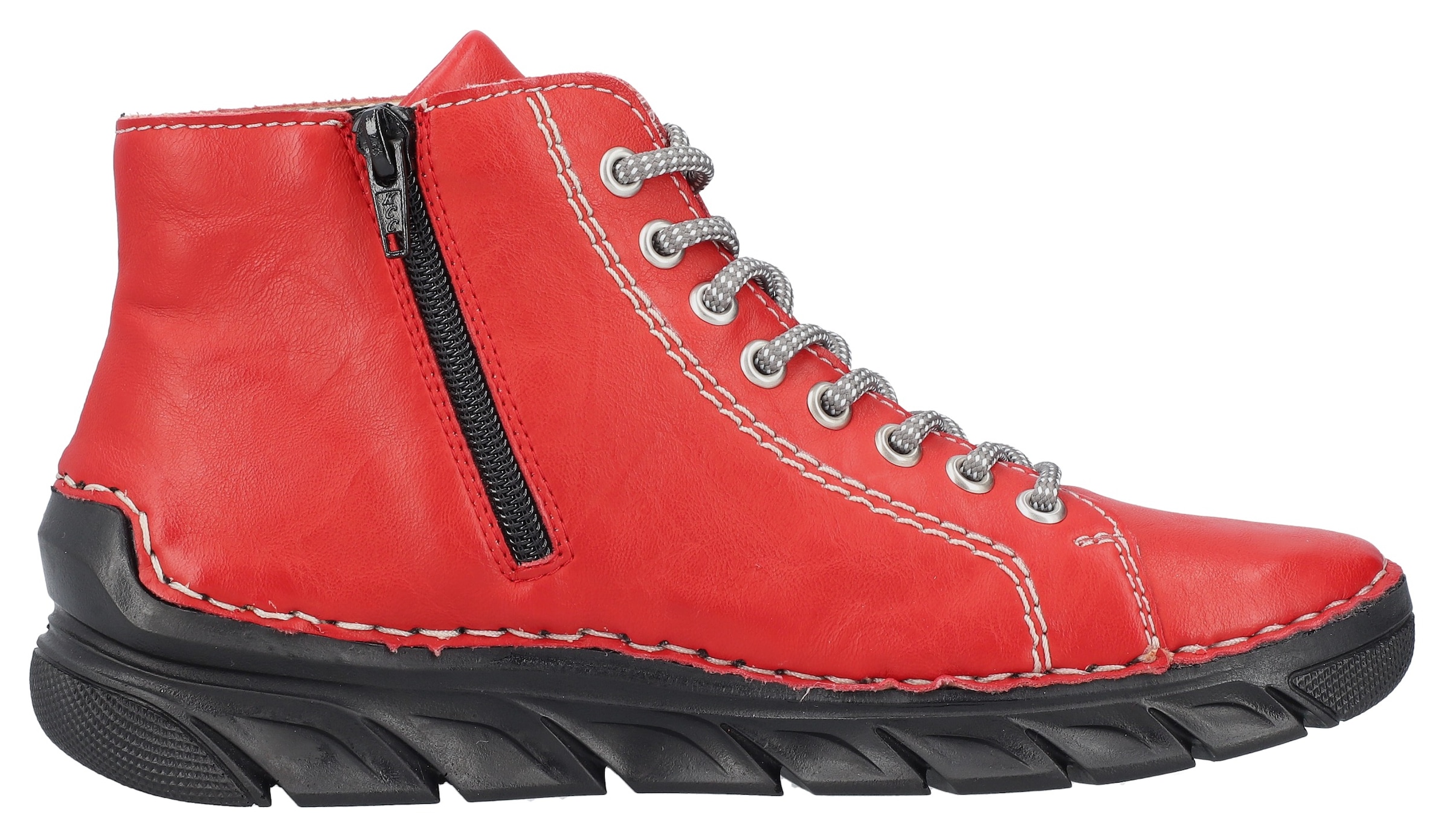 Rieker Schnürboots, Schnürstiefelette, High Top Sneaker, Schnürschuh mit Kontrastnaht