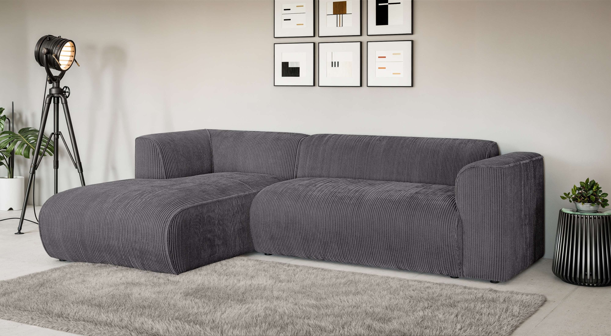 Home affaire Ecksofa "GENTON L-Form (257 cm), zeitlos & stilvolles Design," Aufwendig gepolstert, in Cord, Chenille und Struktur