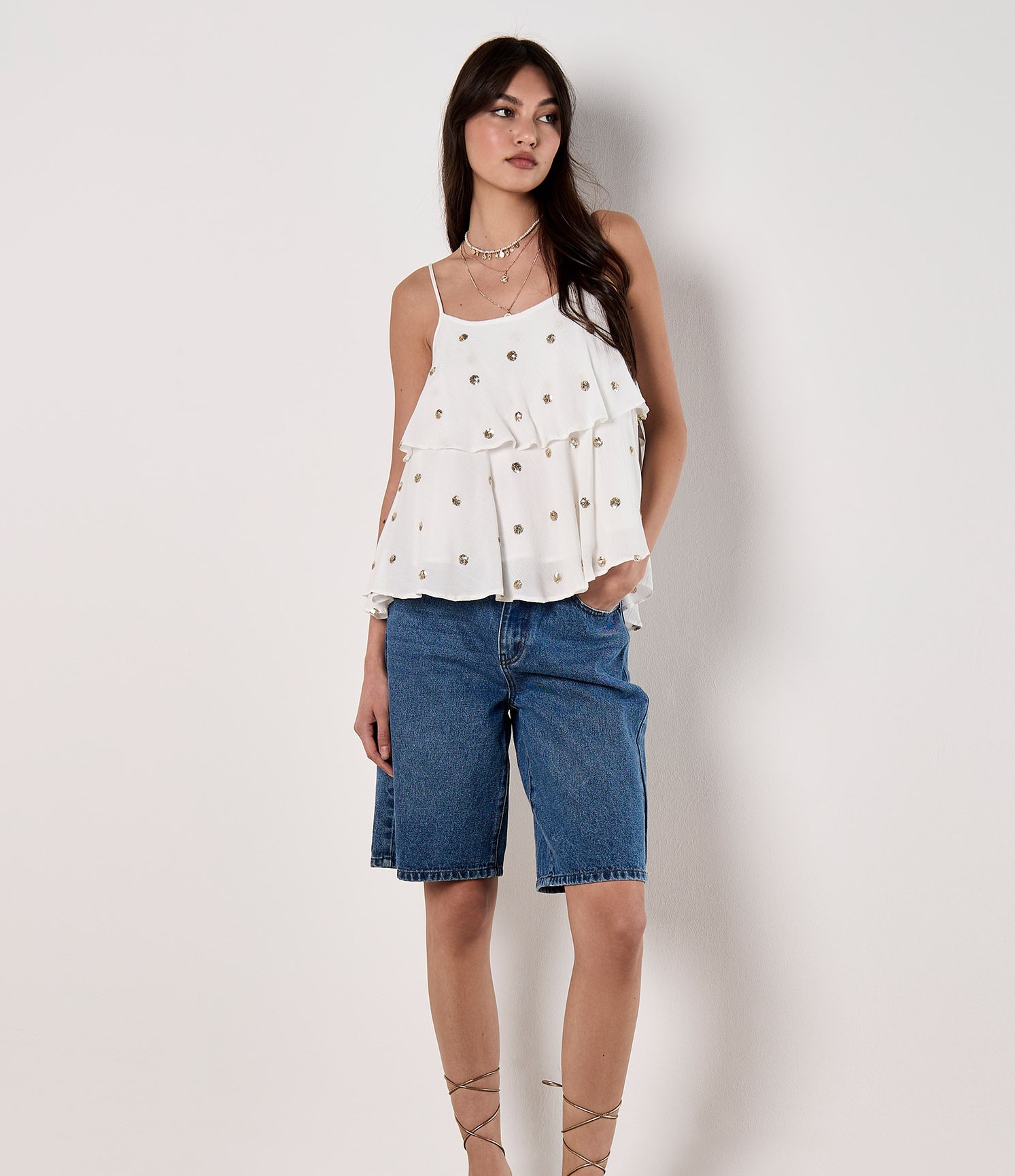 Apricot Shirttop »Camisole-Top« mit Paillettenpunkten