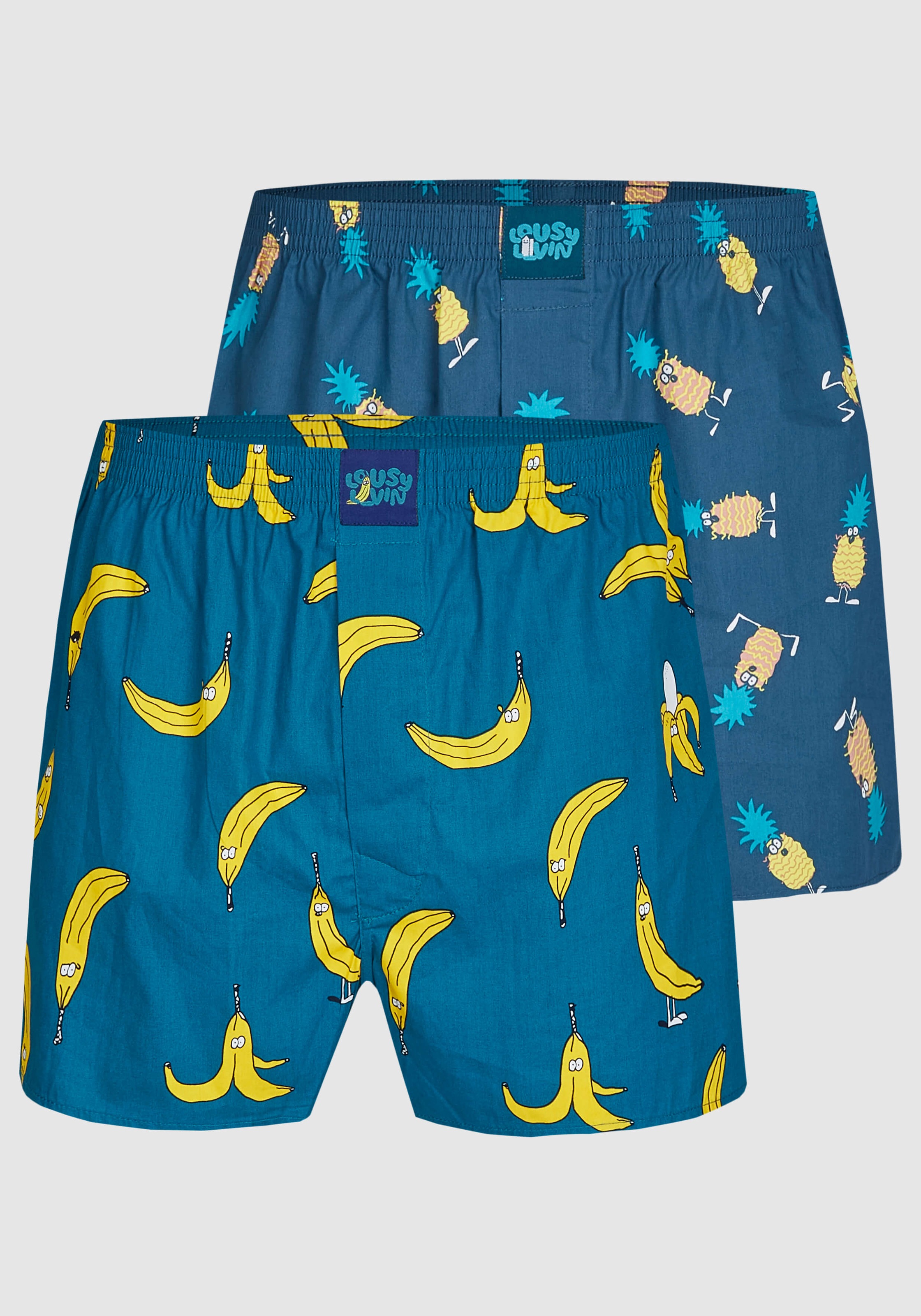 Lousy Livin Boxershorts "Bana-Ananas Pack" 2 Stk. mit amüsantem Allover-Mus günstig online kaufen