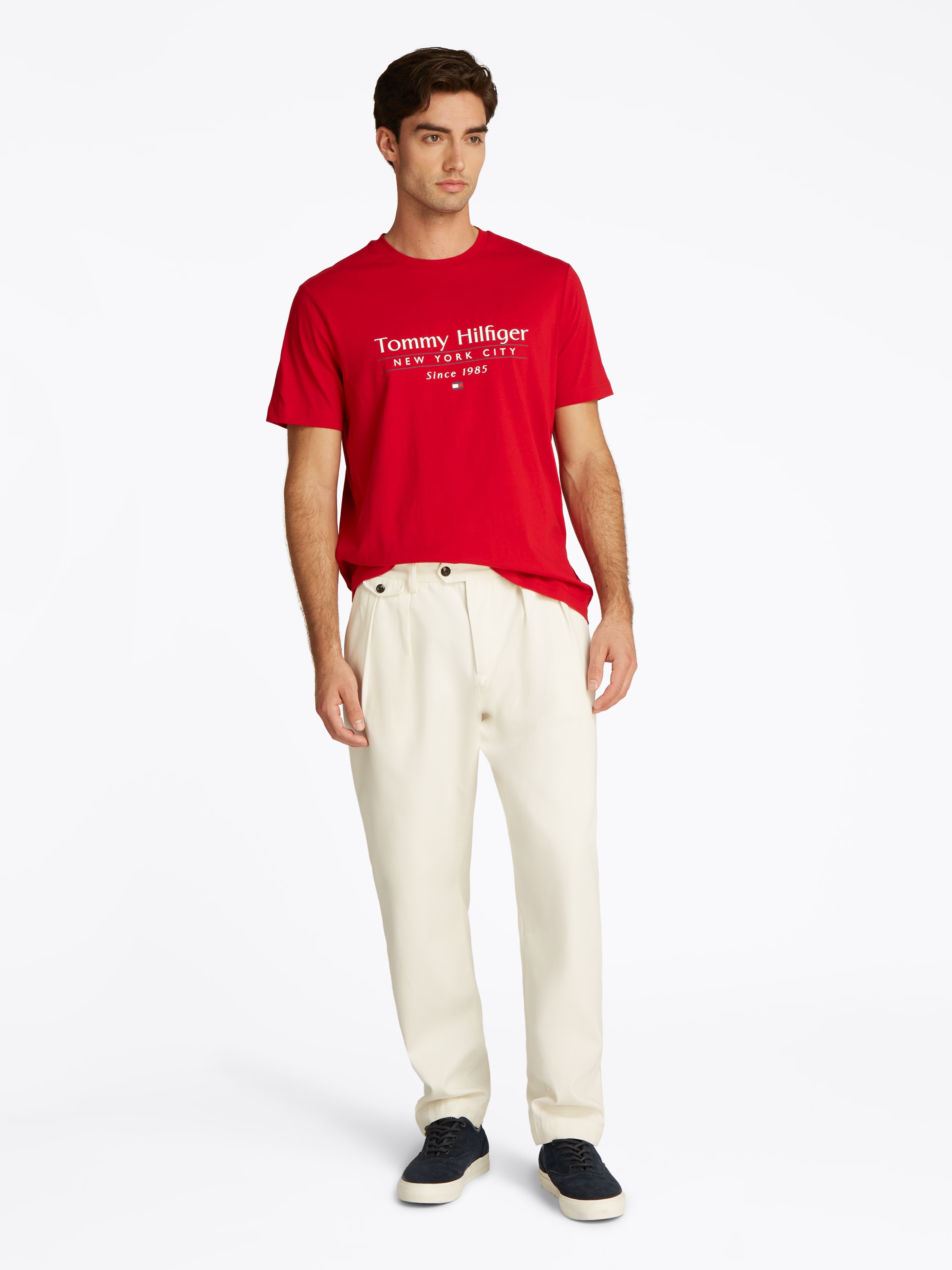 Tommy Hilfiger T-Shirt »HILFIGER CENTER STACK TEE«, mit großem Schriftprint