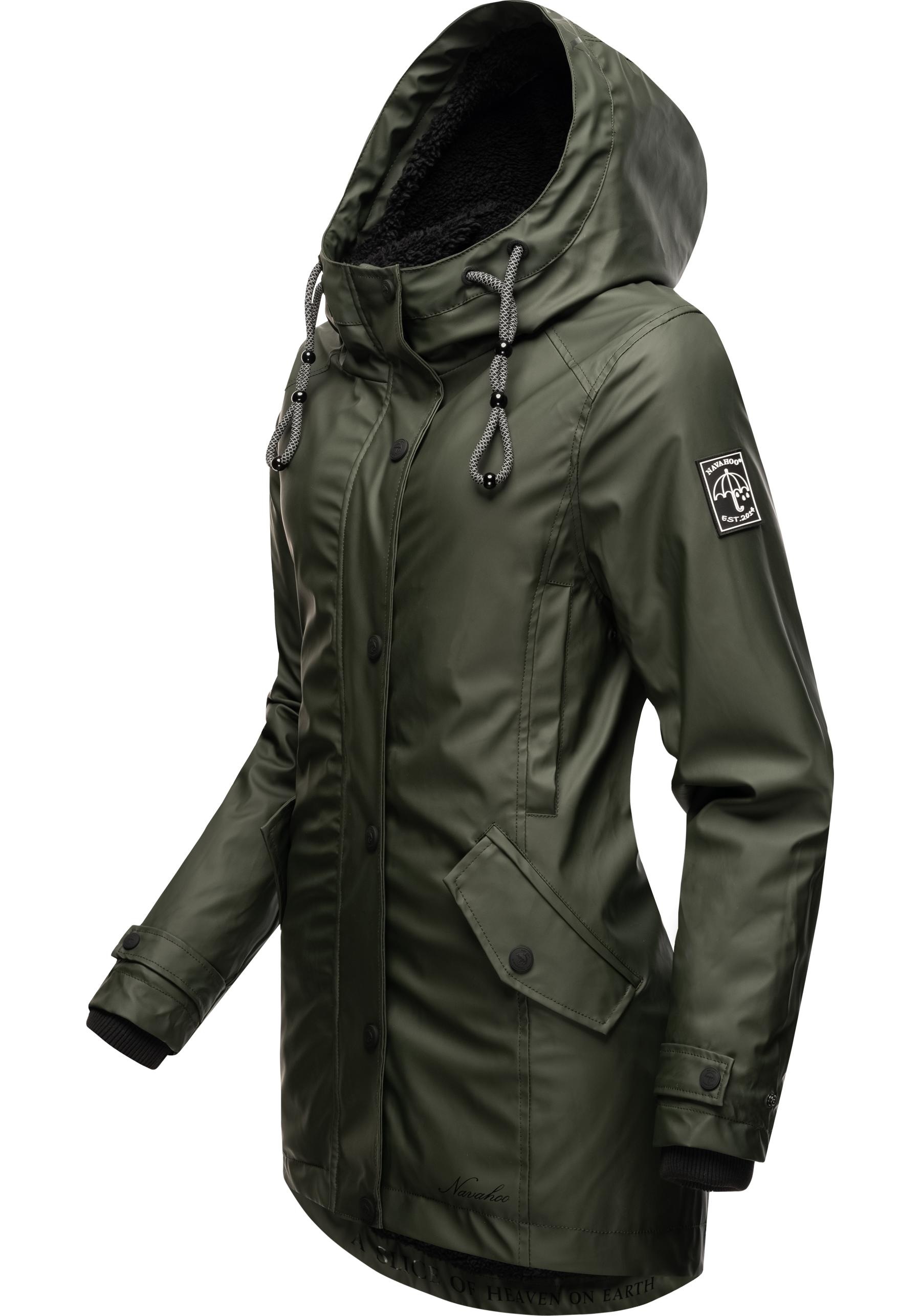 Navahoo Regenjacke "Lindraa" mit Kapuze stylische Outdoorjacke mit Teddyfel günstig online kaufen