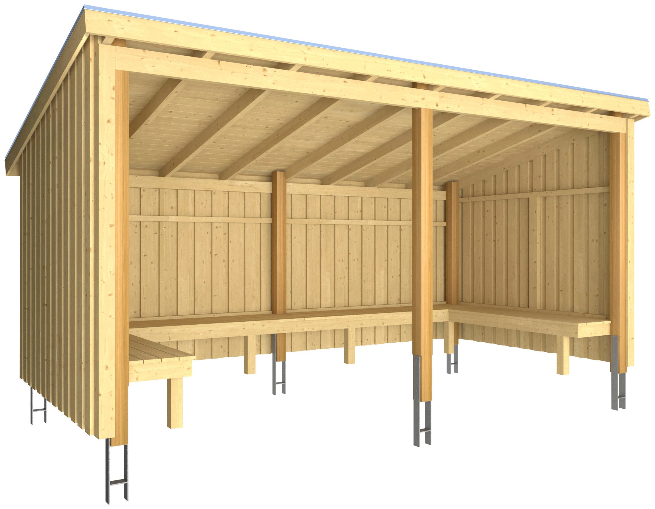 PLUS Gartenhaus "Nordic" Grillhütte 9,5 m², inkl. Dachpappe/Aluleisten/H-Fü günstig online kaufen