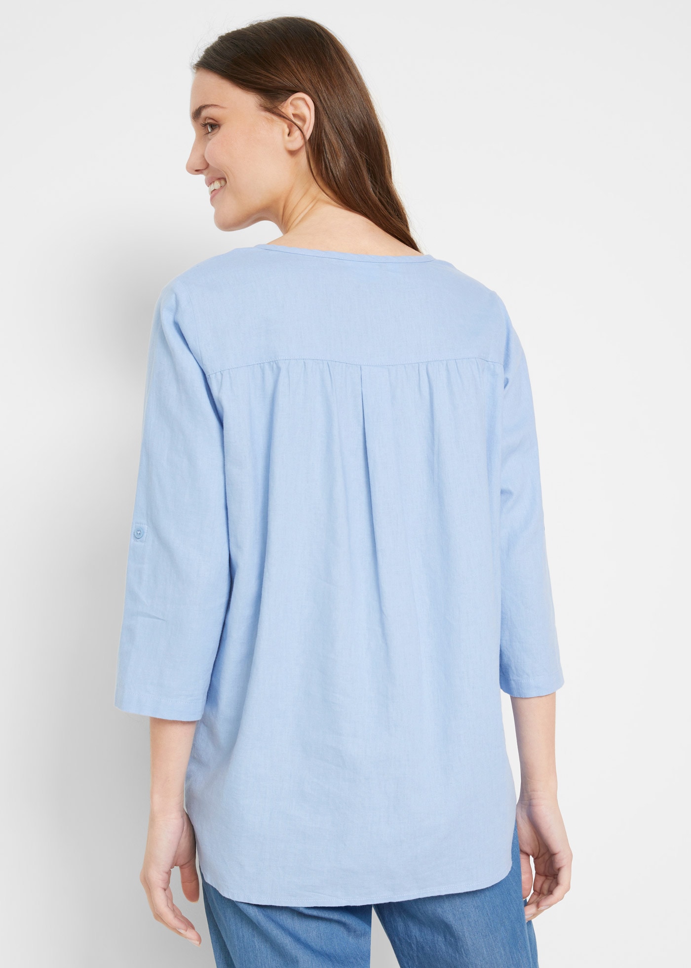 bonprix Langarmbluse »Bluse mit Leinen, 3/4 Arm« Regular Fit, für den Alltag, aus Leinen und Baumwolle