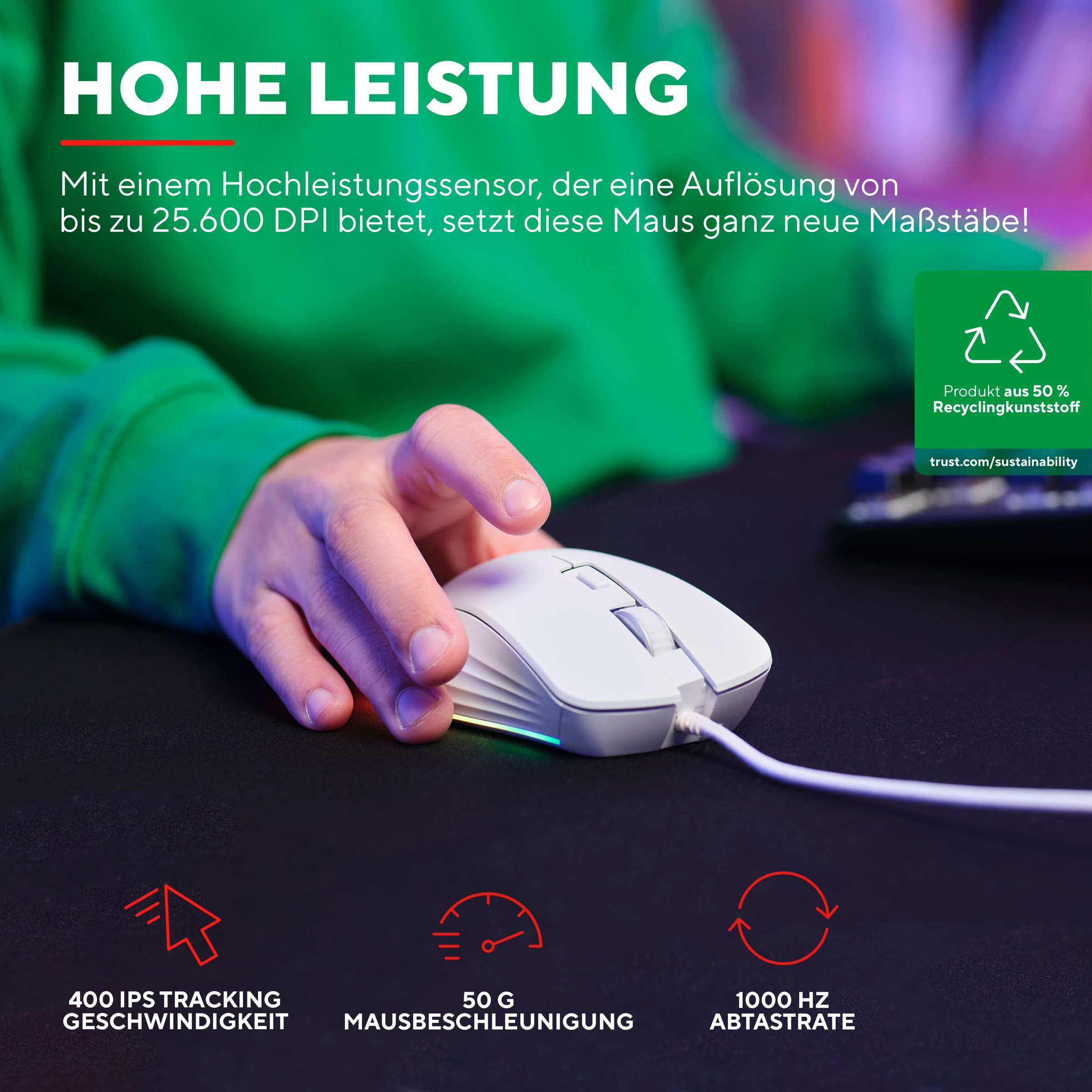 Trust Gaming-Maus »GXT924W Ybar+«, kabelgebunden