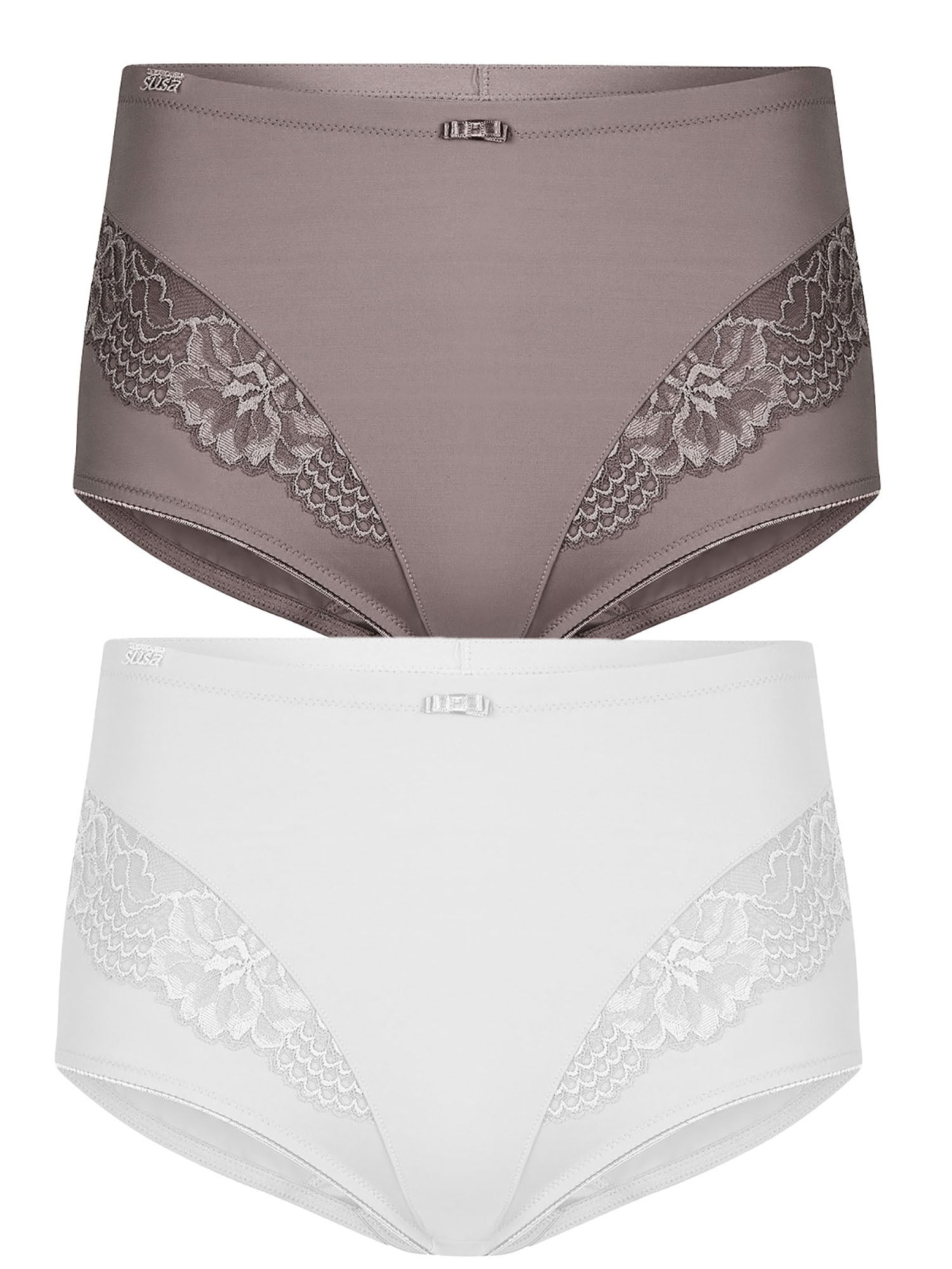 SUSA Damen Miederslip "2er Pack Miederslip London", Gr. 44frosty lavender weiß, Stoff, Obermaterial: 75% Polyamid PA. 25% Elasthan EL., Unterhosen