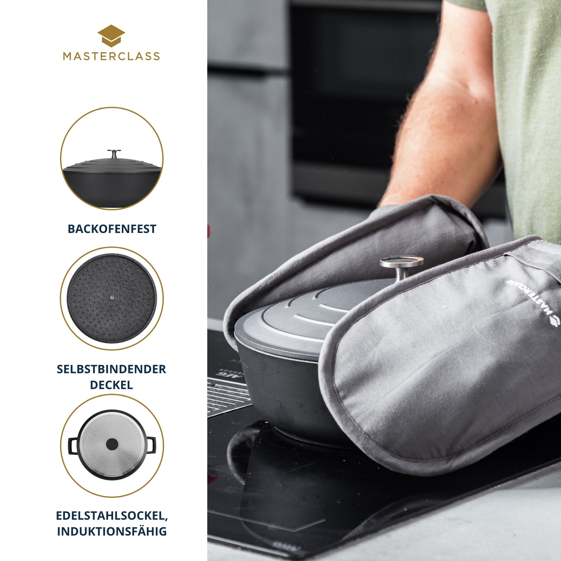 Master Class Kasserolle »MasterClass«, Aluminiumguss, flach, 2,5 L, ultraleicht, kratzfeste Antihaftbeschichtung,Induktion