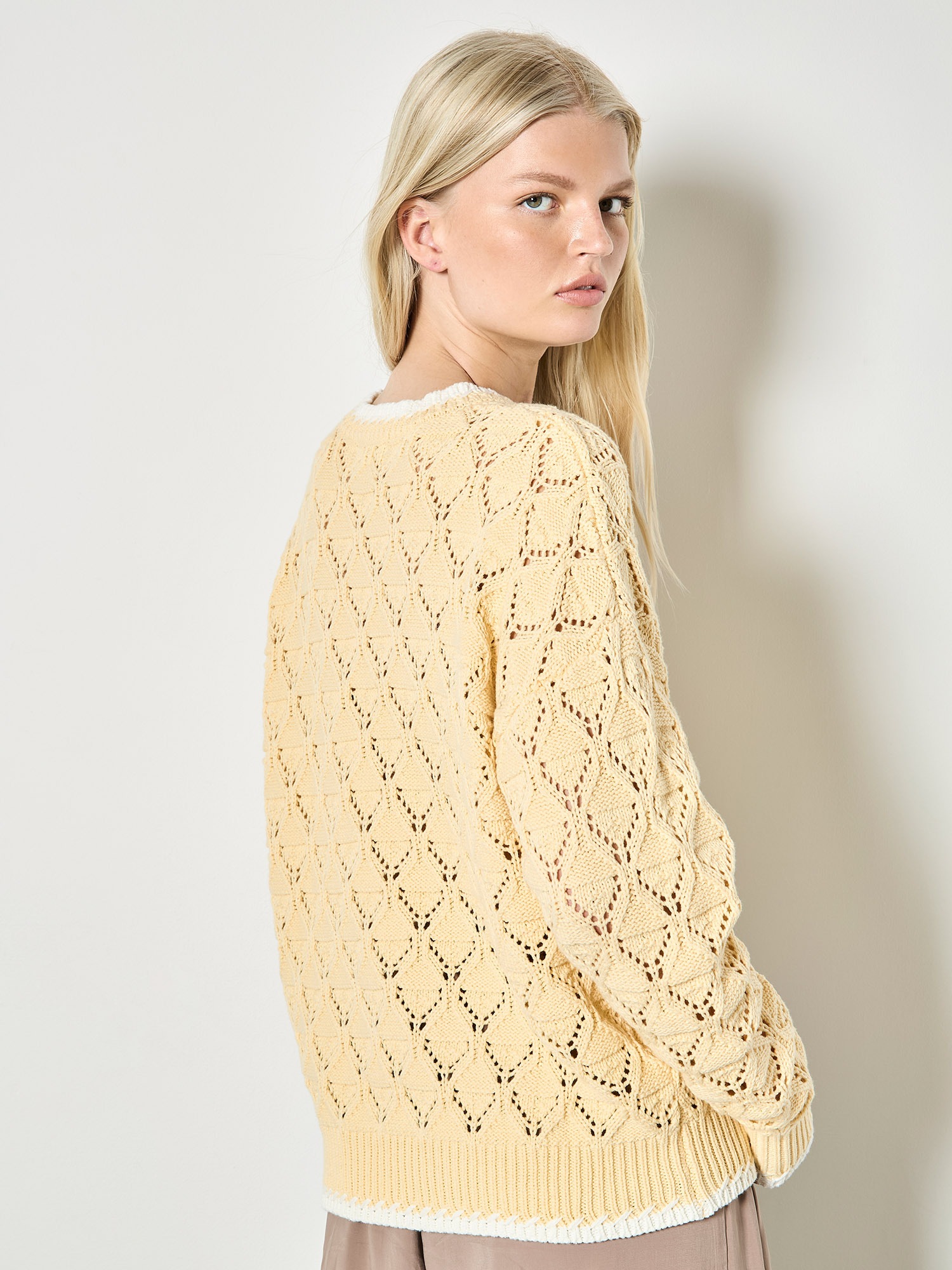 Apricot Strickpullover »Pullover aus Pointelle-Strick« mit Blanket-Stich