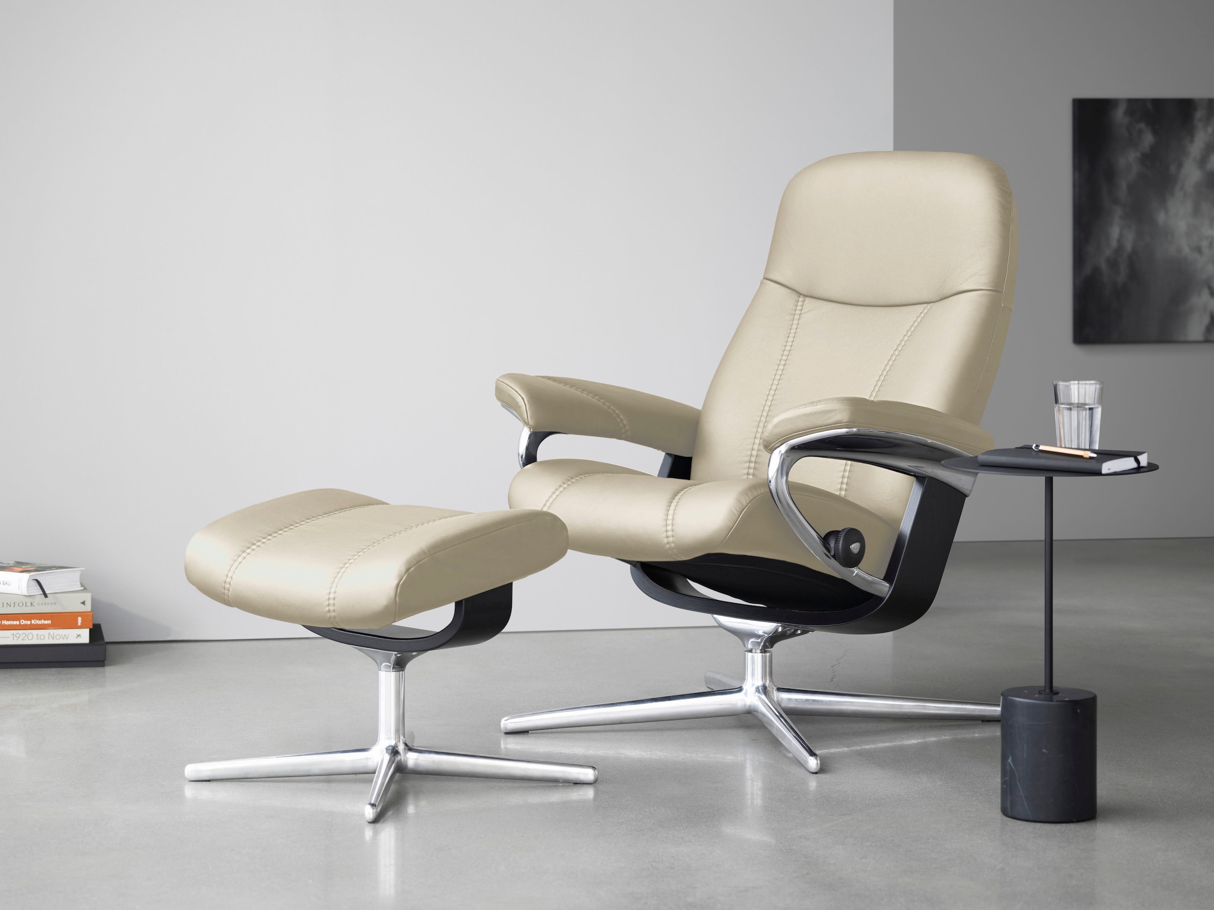 Stressless Relaxsessel "Consul" mit Cross Base, Größe S, M & L, Holzakzent Schwarz