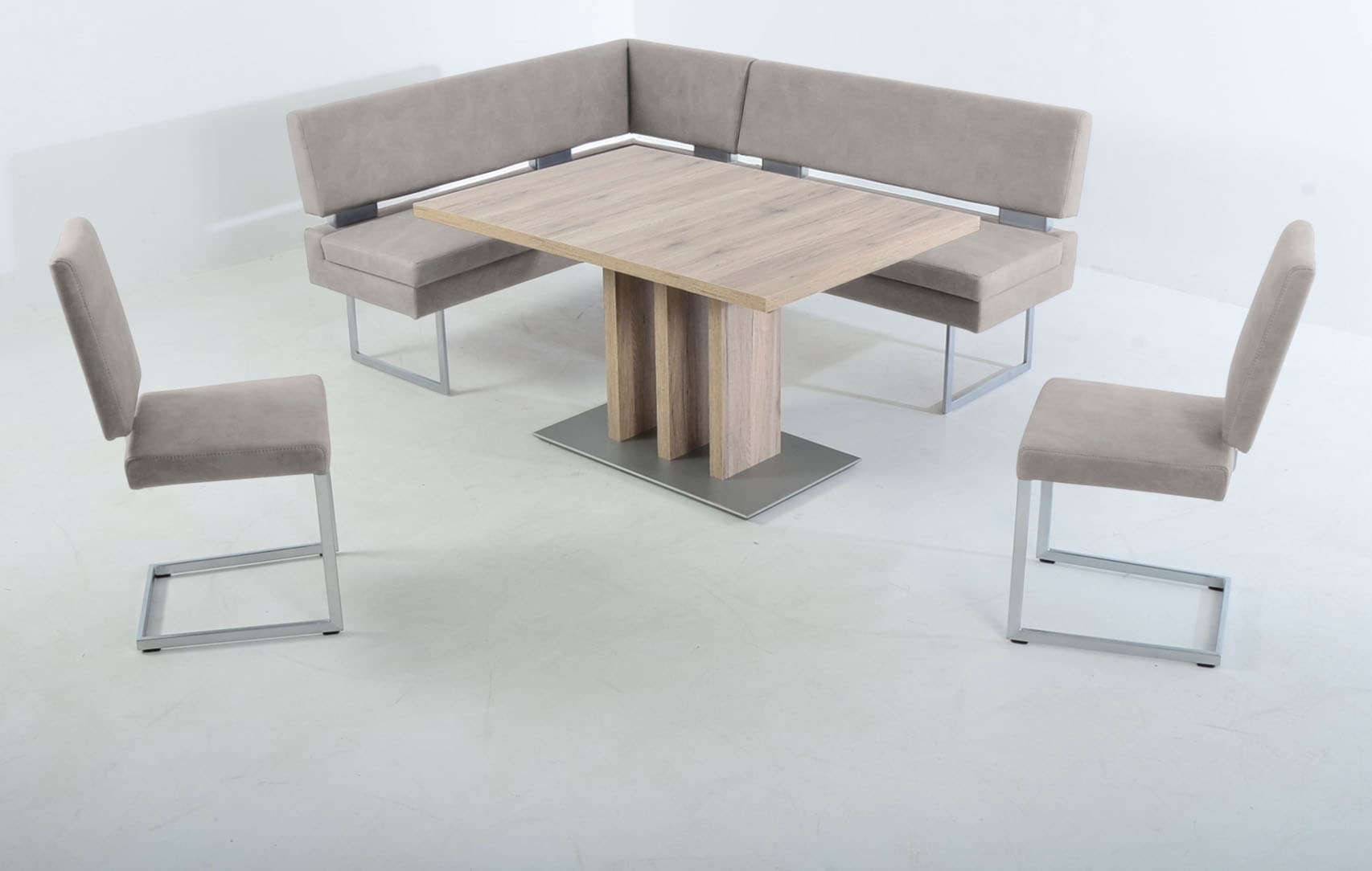 K+W Komfort & Wohnen Essgruppe 4 Stk. tlg. langer Schenkel links oder rechts, 2 Freischwinger, 1 Funktionstisch