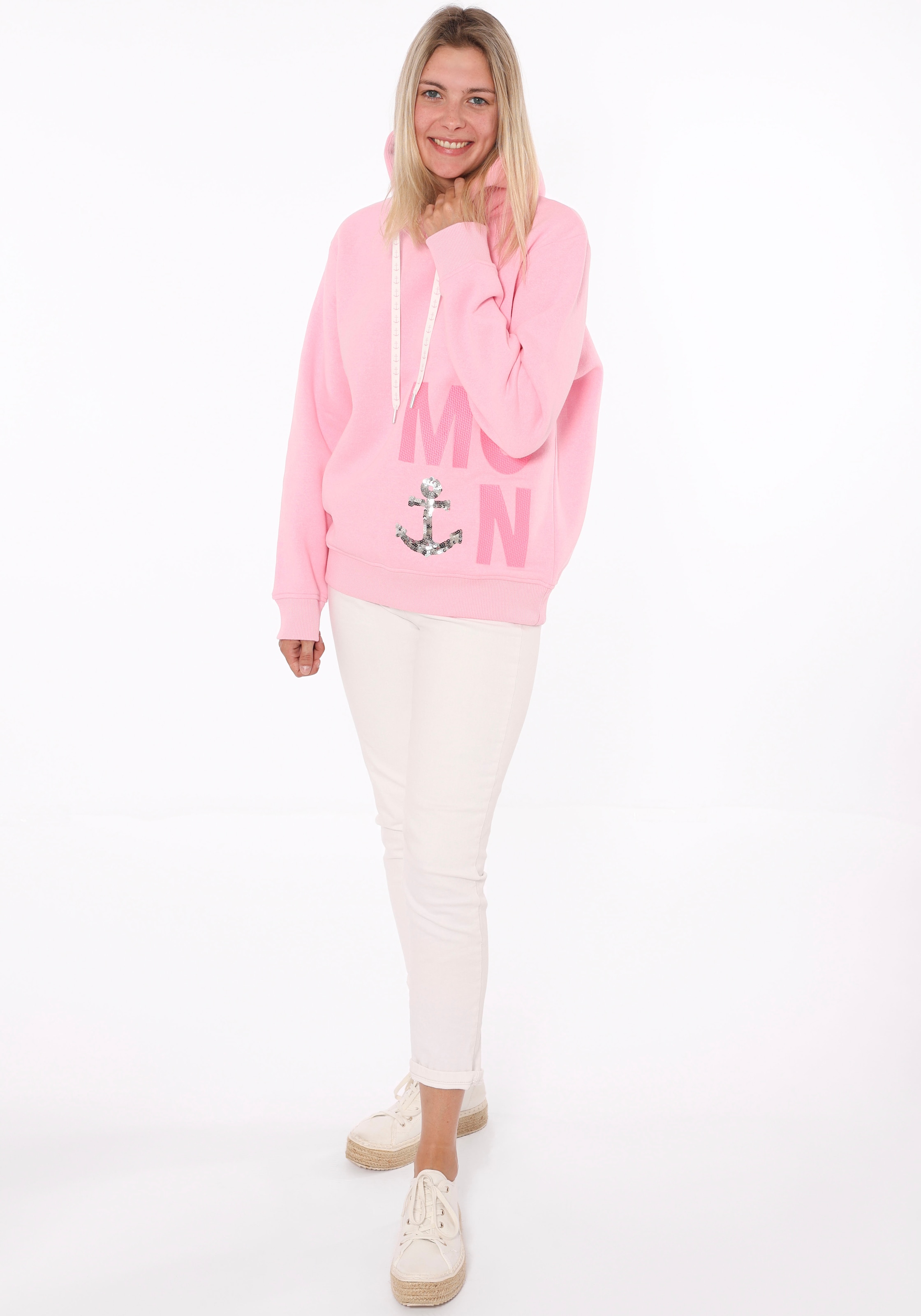 Zwillingsherz Hoodie ""Paillette MOIN"", mit Paillettenanker und gesticktem günstig online kaufen