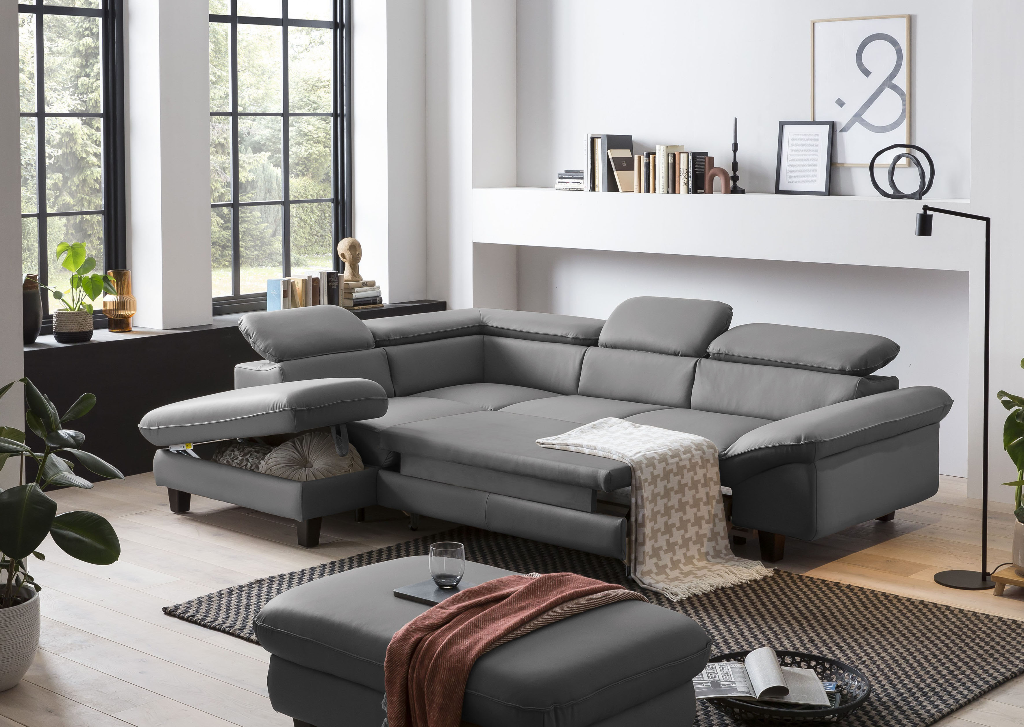 OTTO home Ecksofa "Pilot L-Form" mit Kopfteilverstellung, wahlweise mit Schlaffunktion & Bettkasten