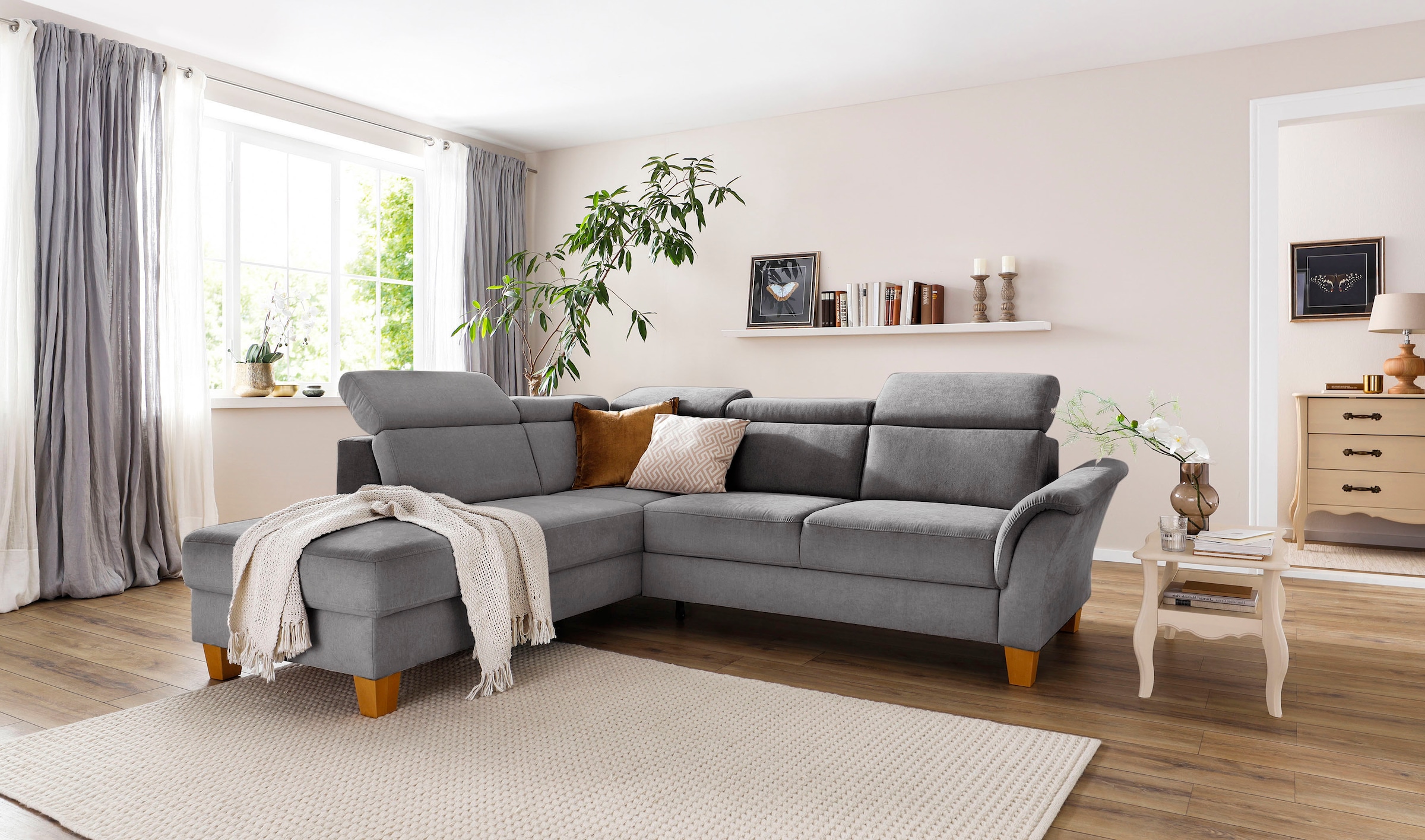 Home affaire Ecksofa »Conville L-Form« Federkern, wahlweise mit Bettfunktion und Bettkasten bzw. Stauraum