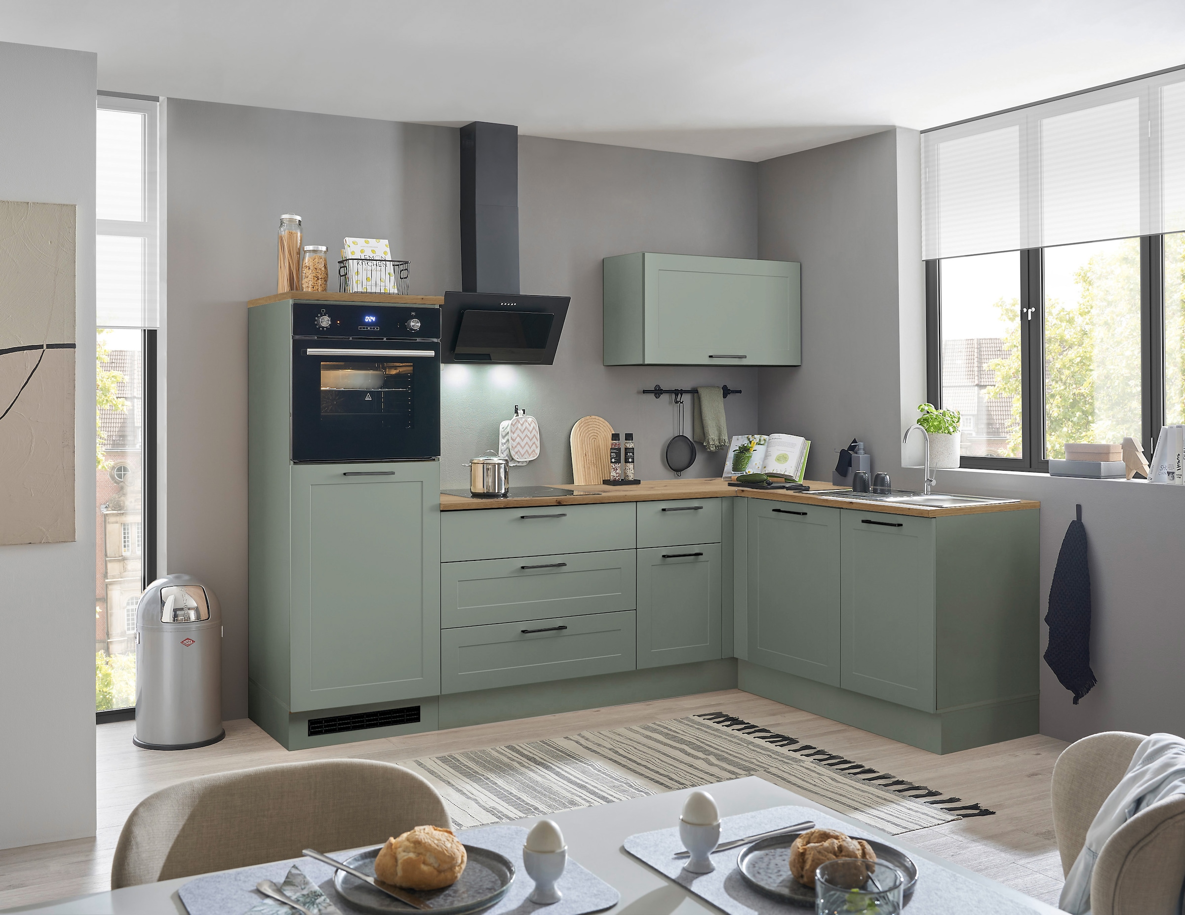 BASIC by Balculina Winkelküche »Marsi«, Stellmaße 260x175 cm, wahlweise E-Geräten, mit Soft-Close-Funktion