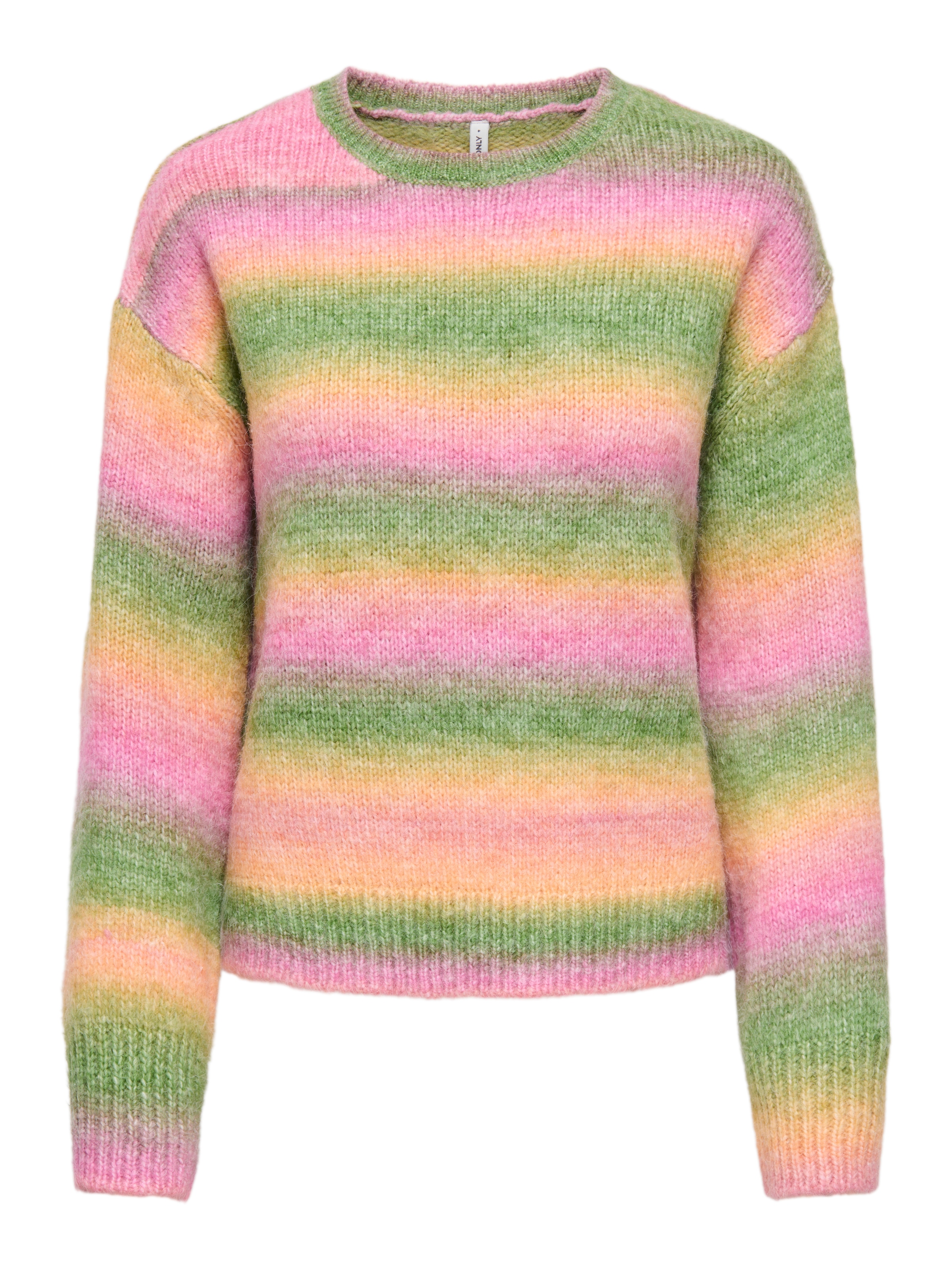 ONLY Strickpullover »ONLDUBLIN LS SPACE DYE O-NECK KNT« Materialmix, regular fit, Strickmuster
