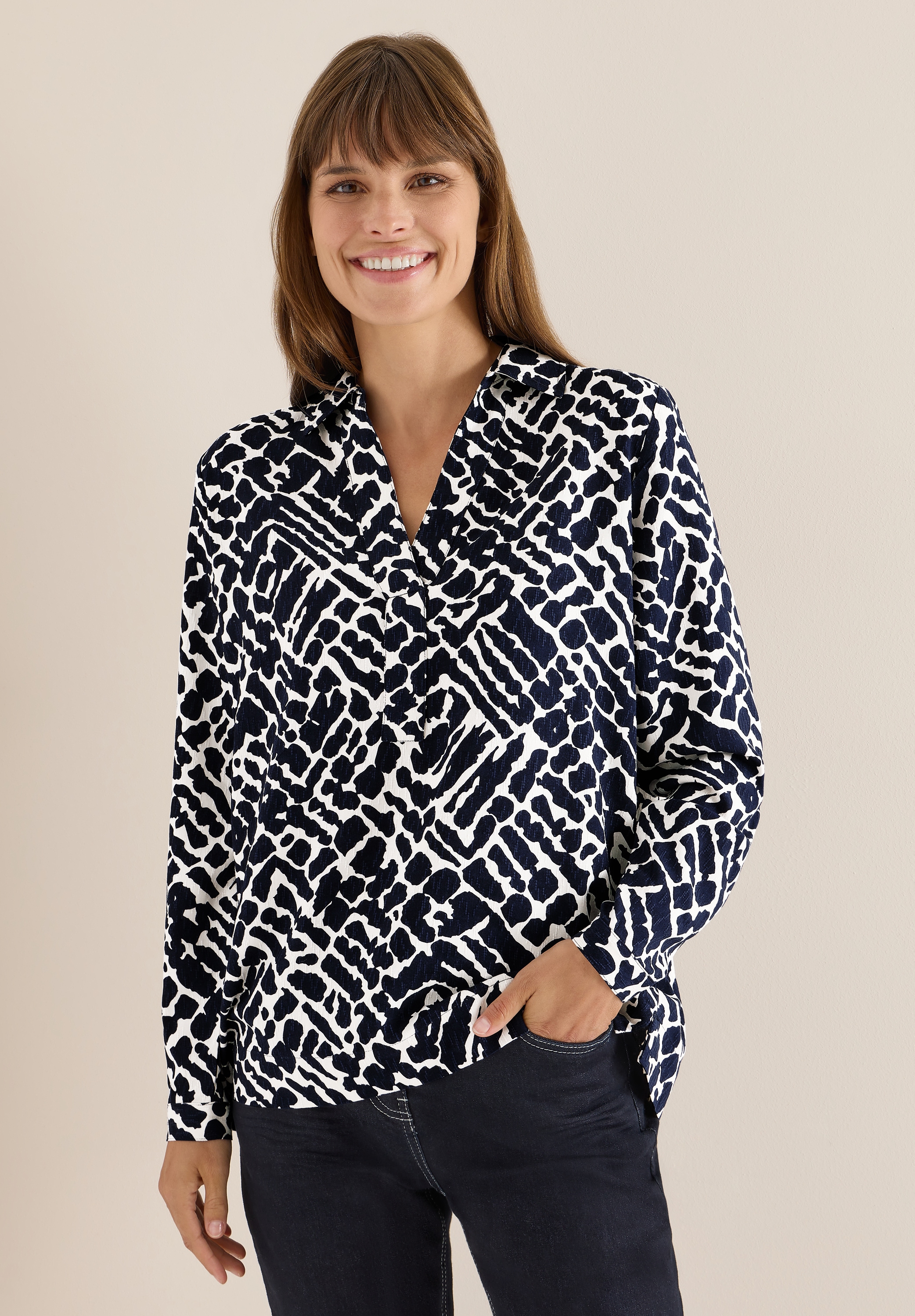 Cecil Langarmbluse mit allover Print günstig online kaufen