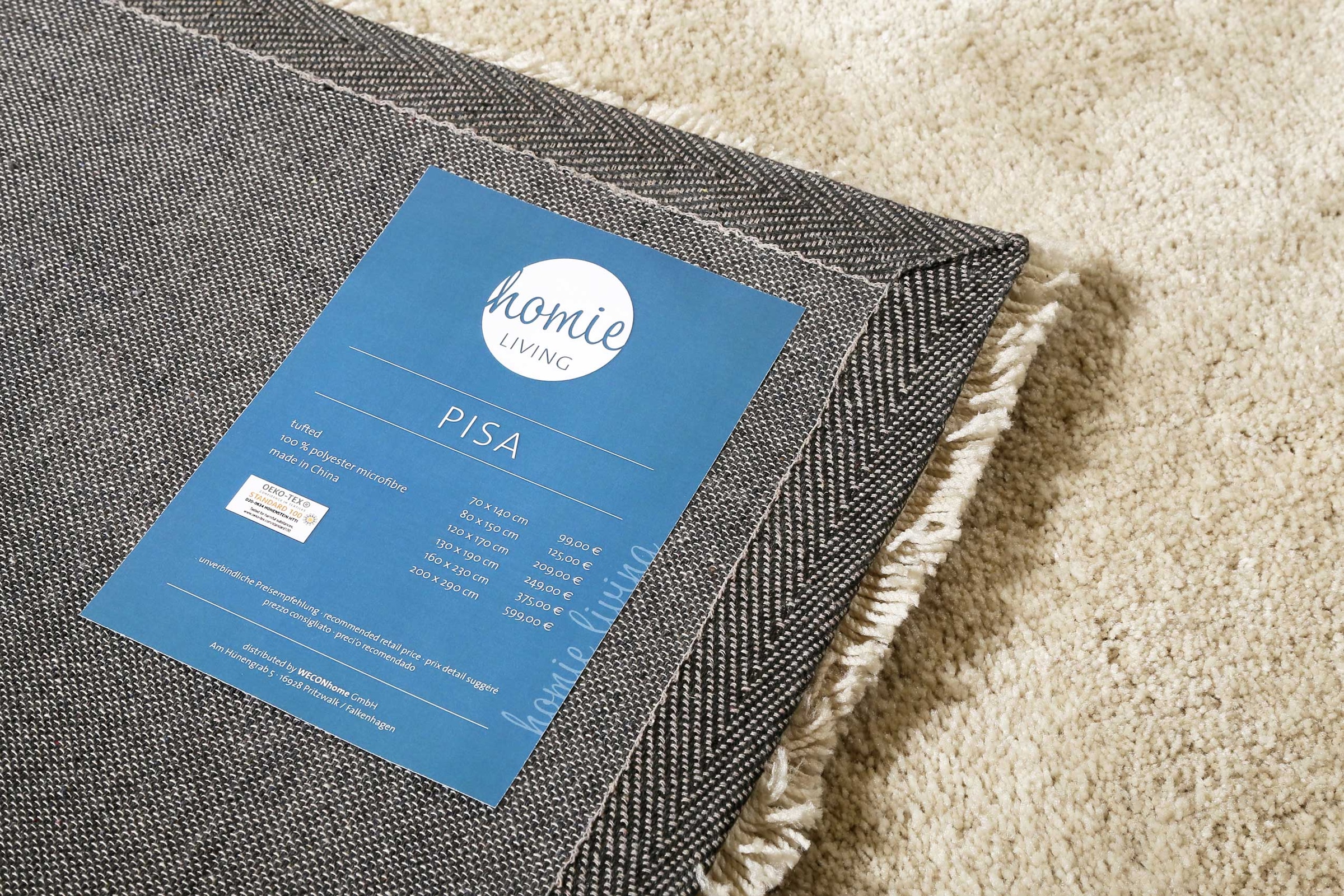 Homie Living Teppich »Pisa«, rund, 25 mm Höhe, Hochflor, Microfaser, uni, weich, Shaggy, Wohnzimmer, Schlafzimmer