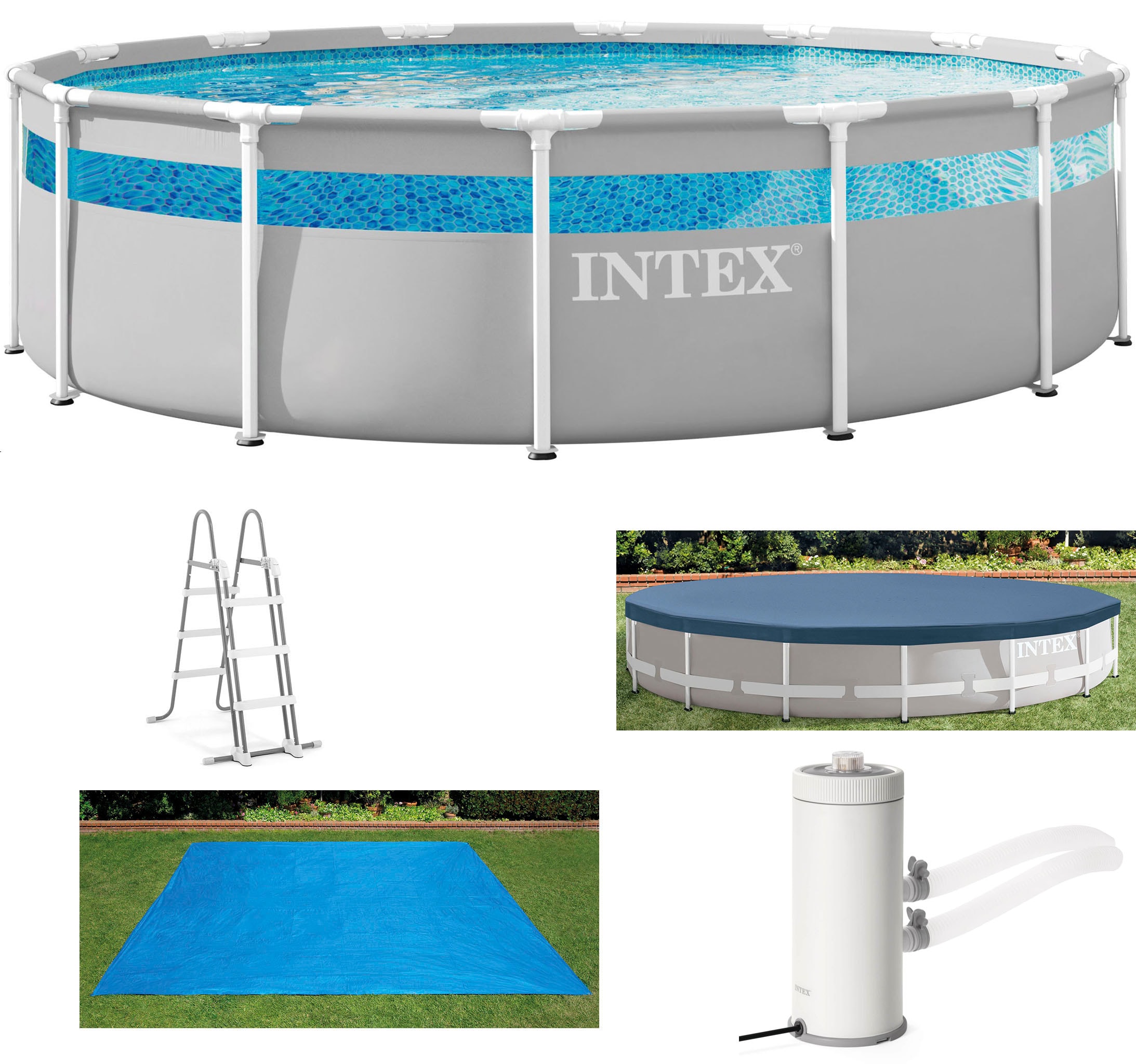 Intex Framepool ""Clearview Prism Frame™"" ØxH: 422x107 cm, massive Konstruktion aus pulverbeschichtetem Stahl