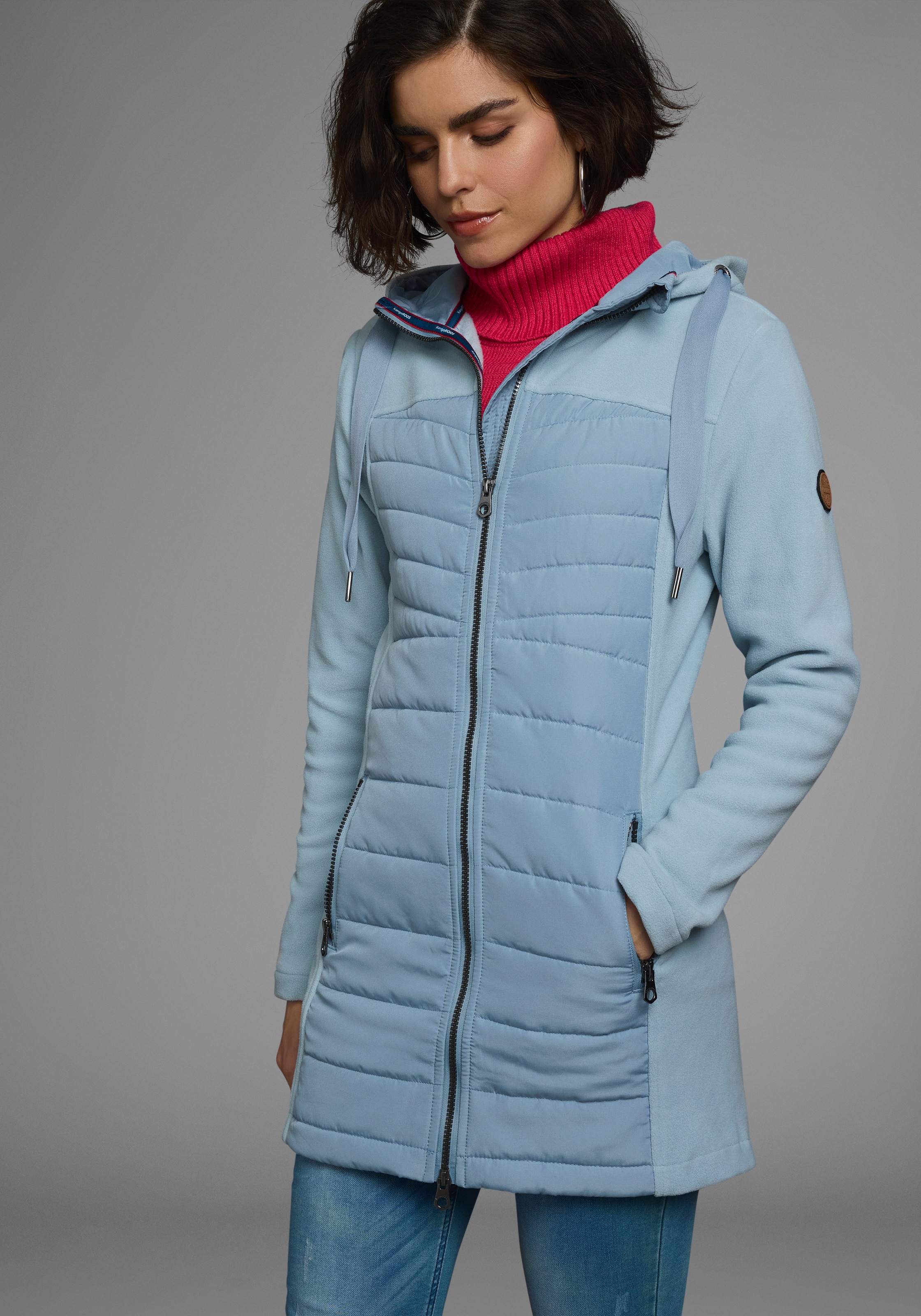 KangaROOS Langjacke, mit Kapuze, leichter Webstoff, figurbetonter Schnitt, günstig online kaufen
