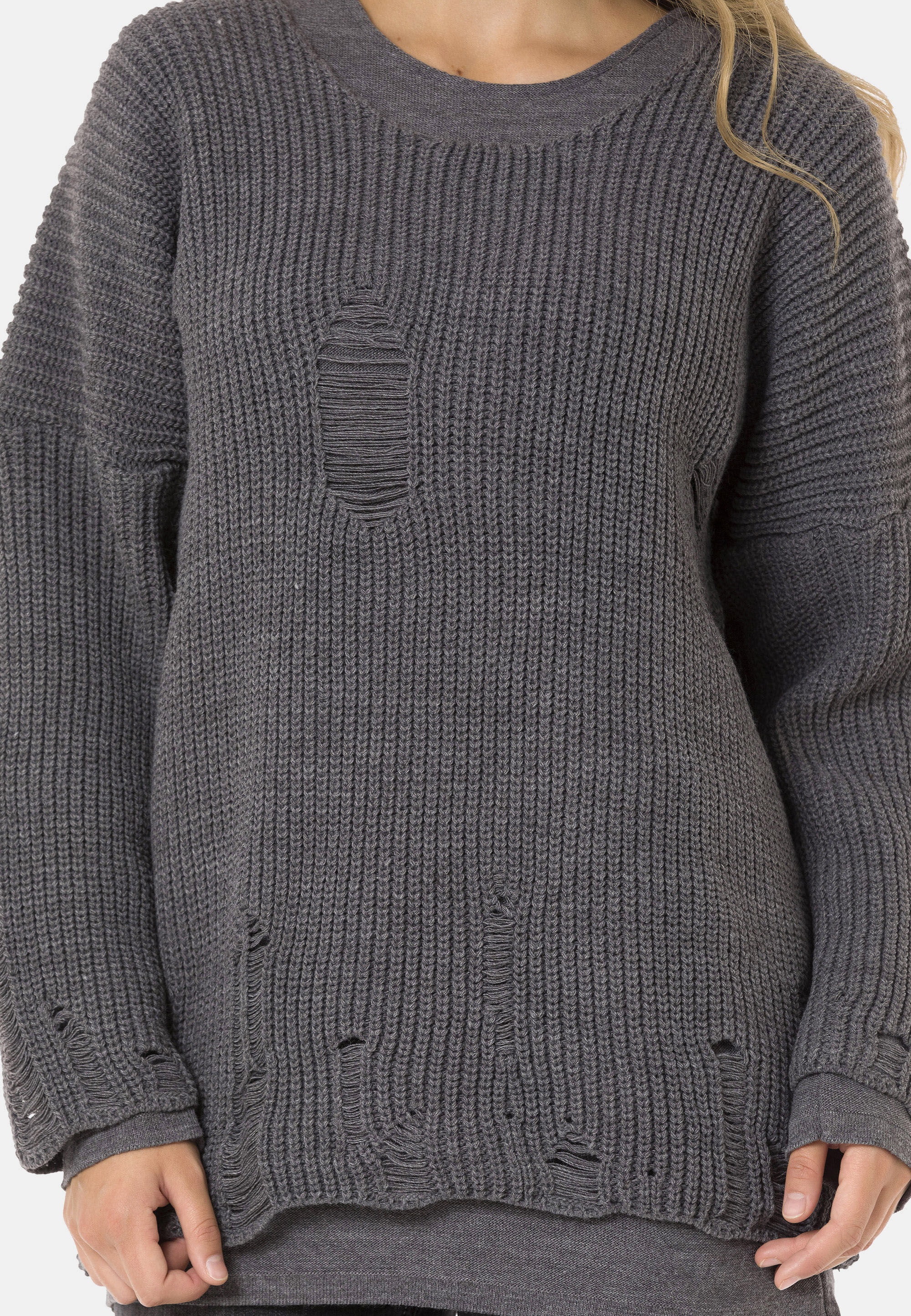 Cipo & Baxx Strickpullover »WP240« im Used-Design