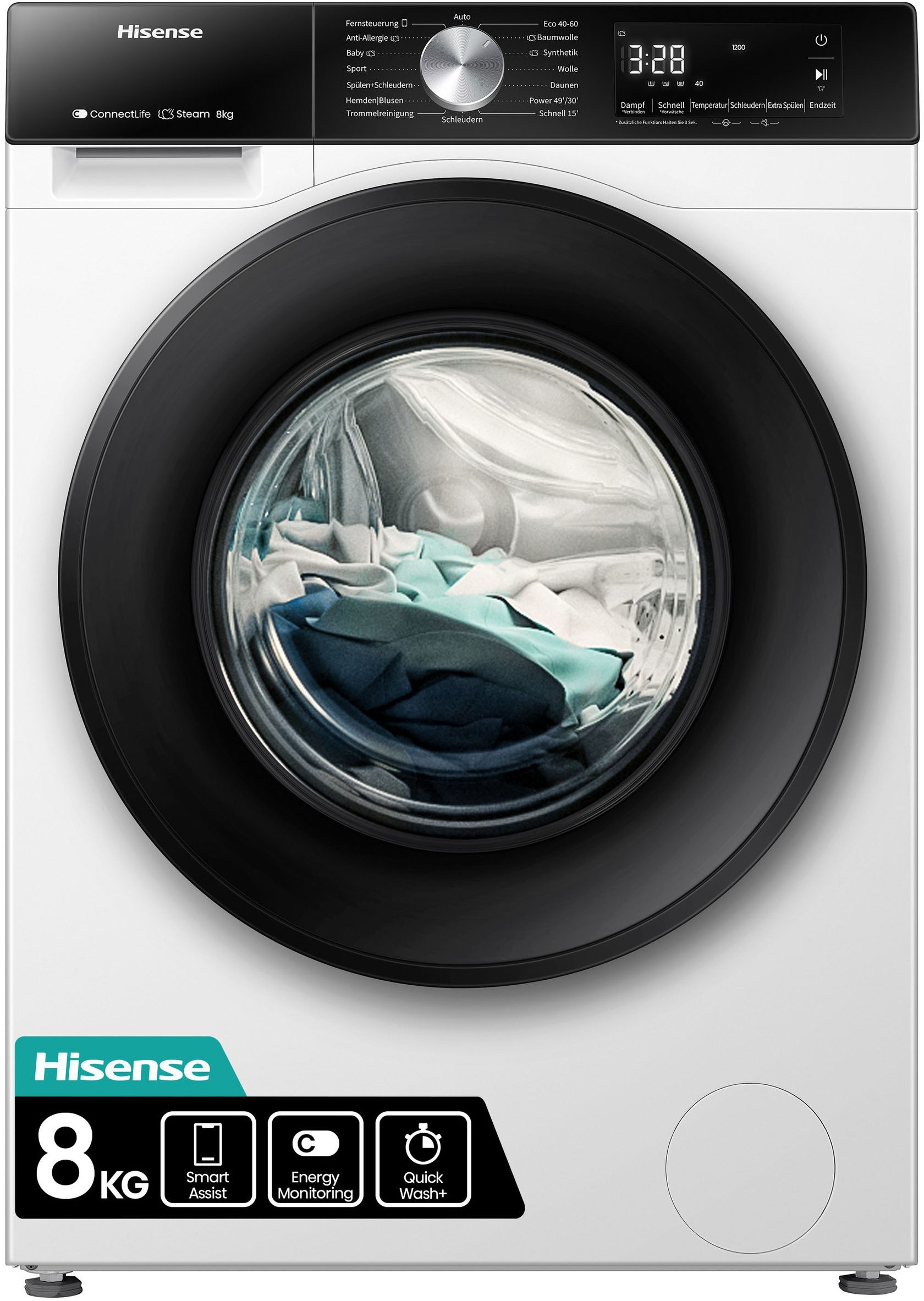 Hisense Waschmaschine 3S Serie »WF3S8043BW3« 8 kg 1400 U/min Wifi-ConnectLife