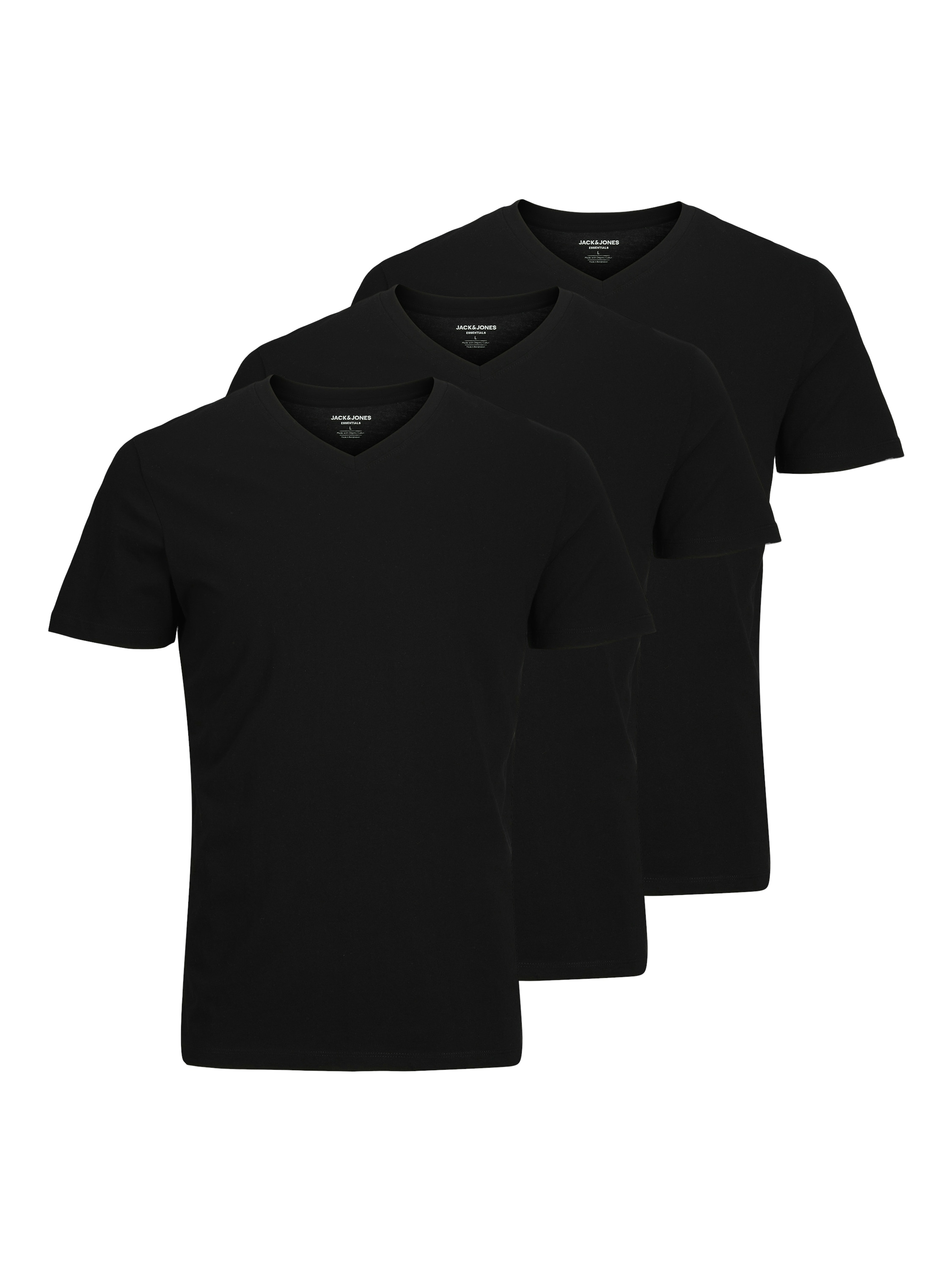 Jack & Jones V-Shirt "JJEORGANIC BASIC TEE SS V-NECK 3PK MP" Packung, 3 tlg.