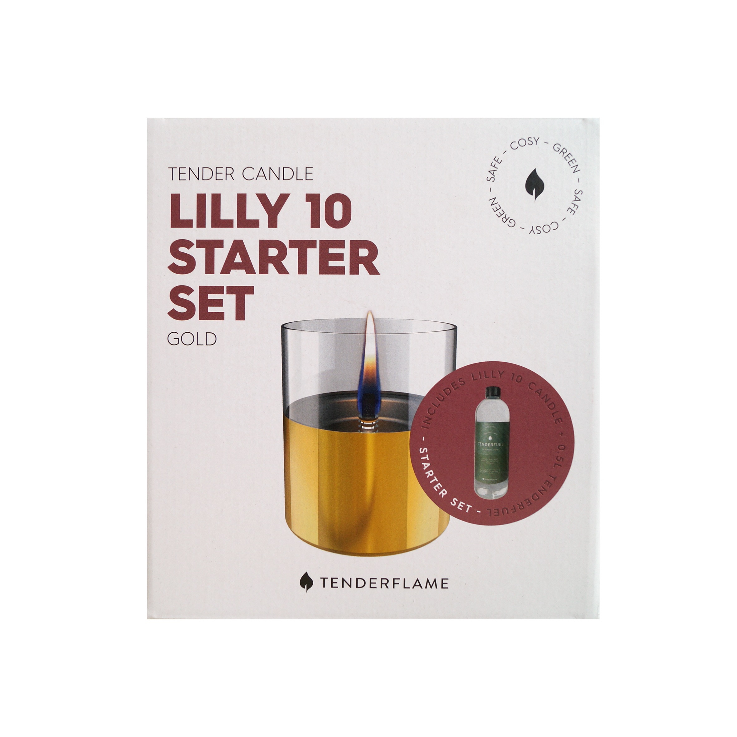 TENDERFLAME Tischfeuer »»Lilly 1« Geschenkset«, (Set, 2-teiliges Set mit einem Tischfeuer und Brennstoff), Rauch- und rußfrei