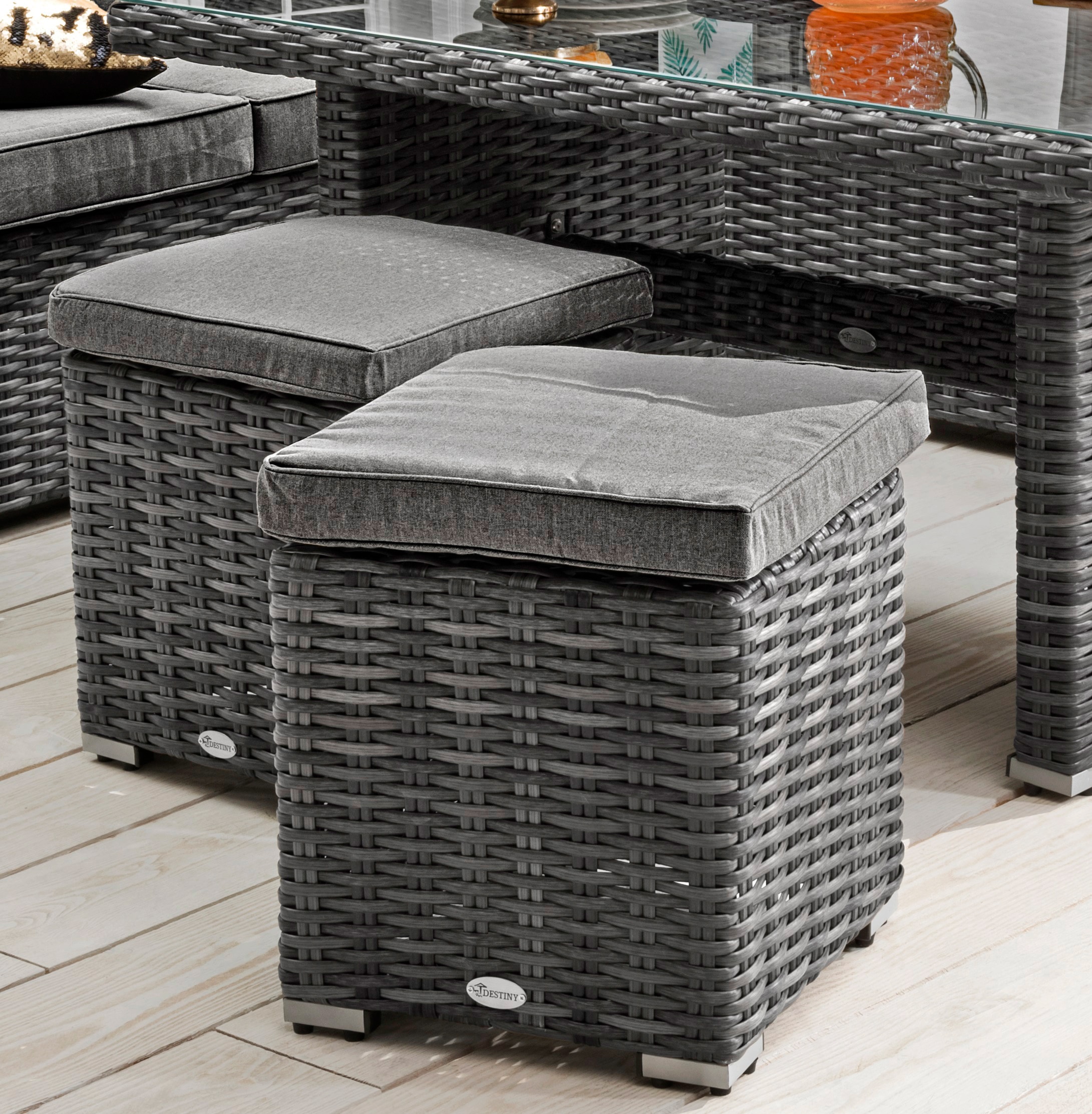 Destiny Gartenlounge-Set »SANTA PONSA«, (20 tlg., 2x Schenkel, 2x Hocker, 1x Tisch, inkl. Auflagen), Aluminium, Polyrattan