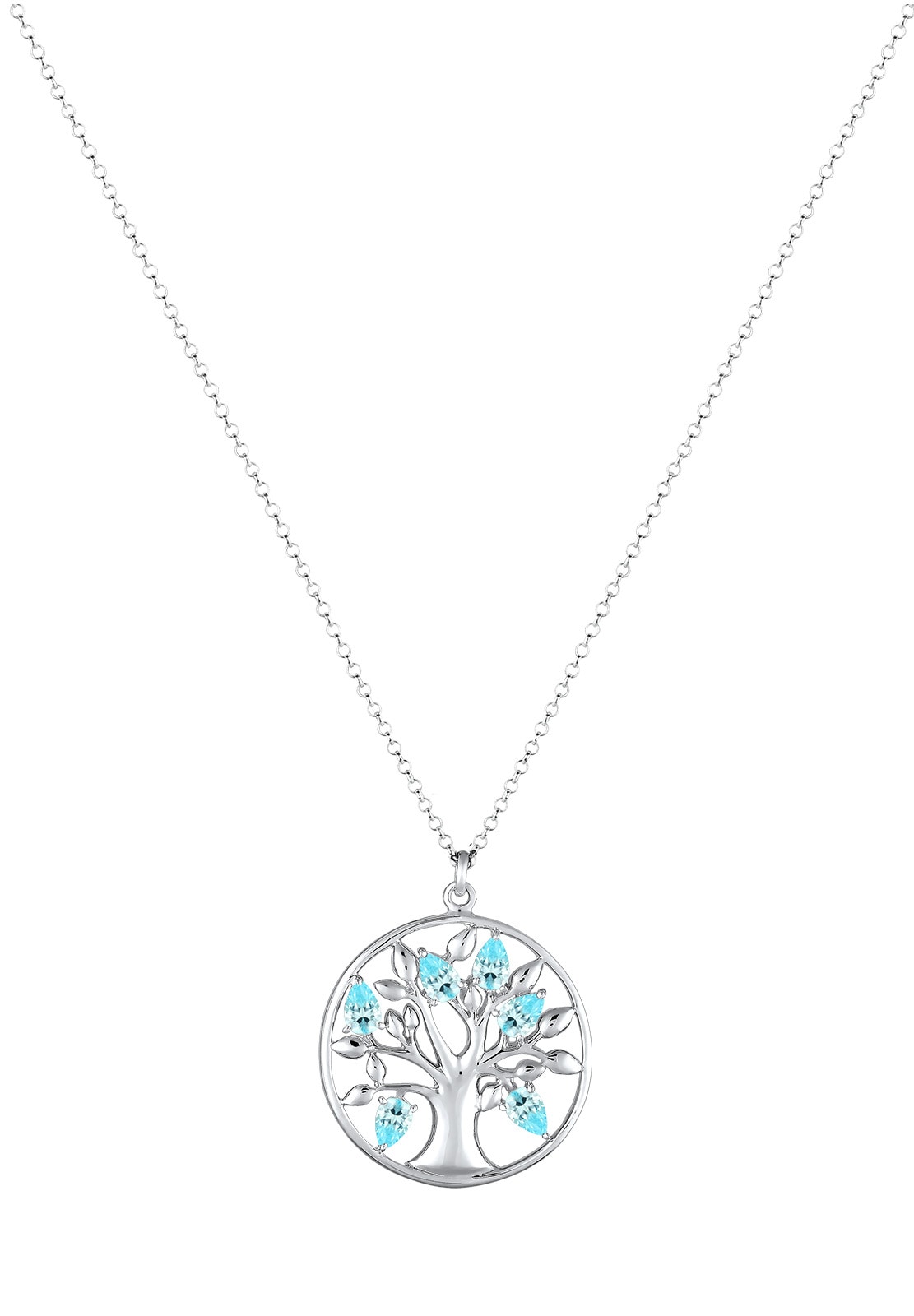 Elli Premium Kette mit Anhänger »Lebensbaum Zirkonia 925 Sterling Silber«
