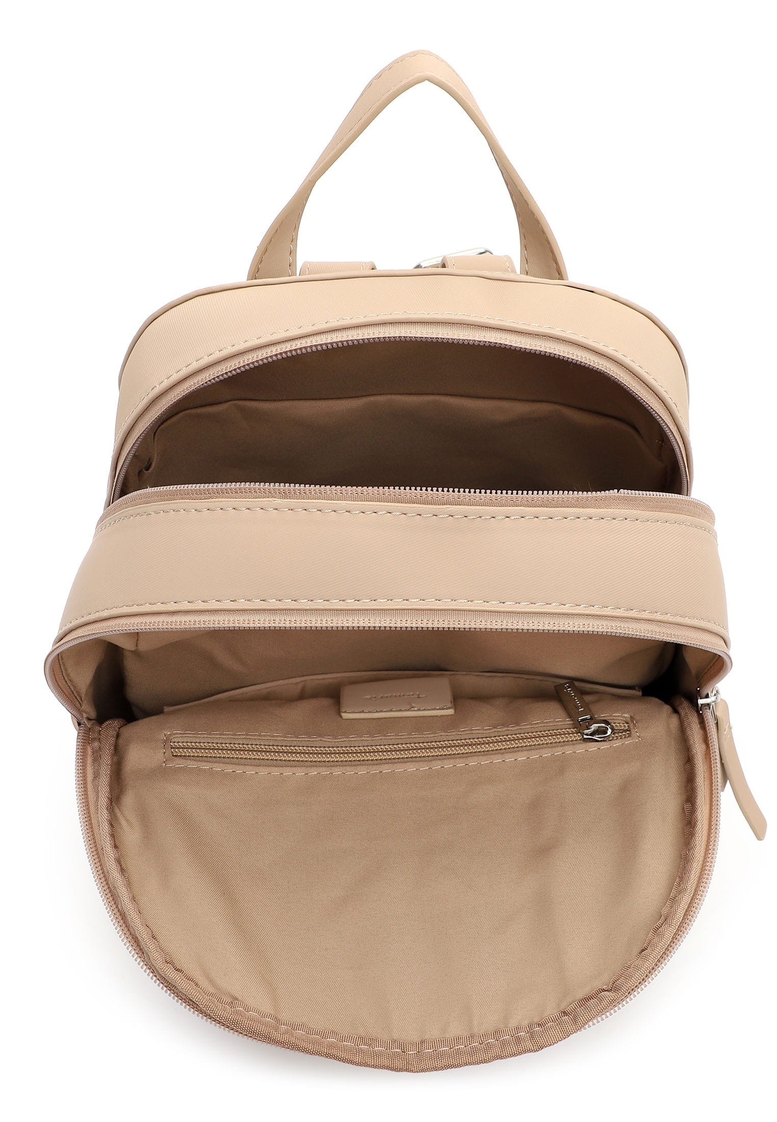 Rucksack TAMARIS "Rucksack TAS Kimi", Damen, Gr. B/H/T: 26cm x 31cm x 13cm, grau (taupe 900), Obermaterial: 60% Polyurethan PU. 40% Polyester PES., Rucksäcke Rucksack 3