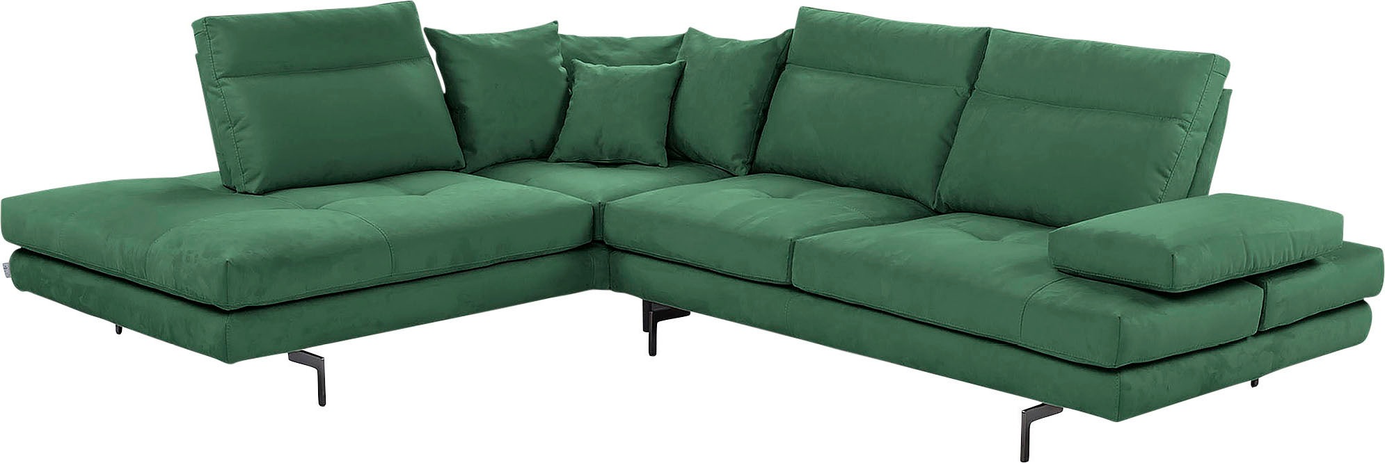 CALIA ITALIA Ecksofa "Toby Wing, B/T: 288/232 cm, Designsofa, Premium Sitzkomfort, L-Form" Sitztiefenverstellung, wahlw. mit Kissen-Set,Füße schwarz matt