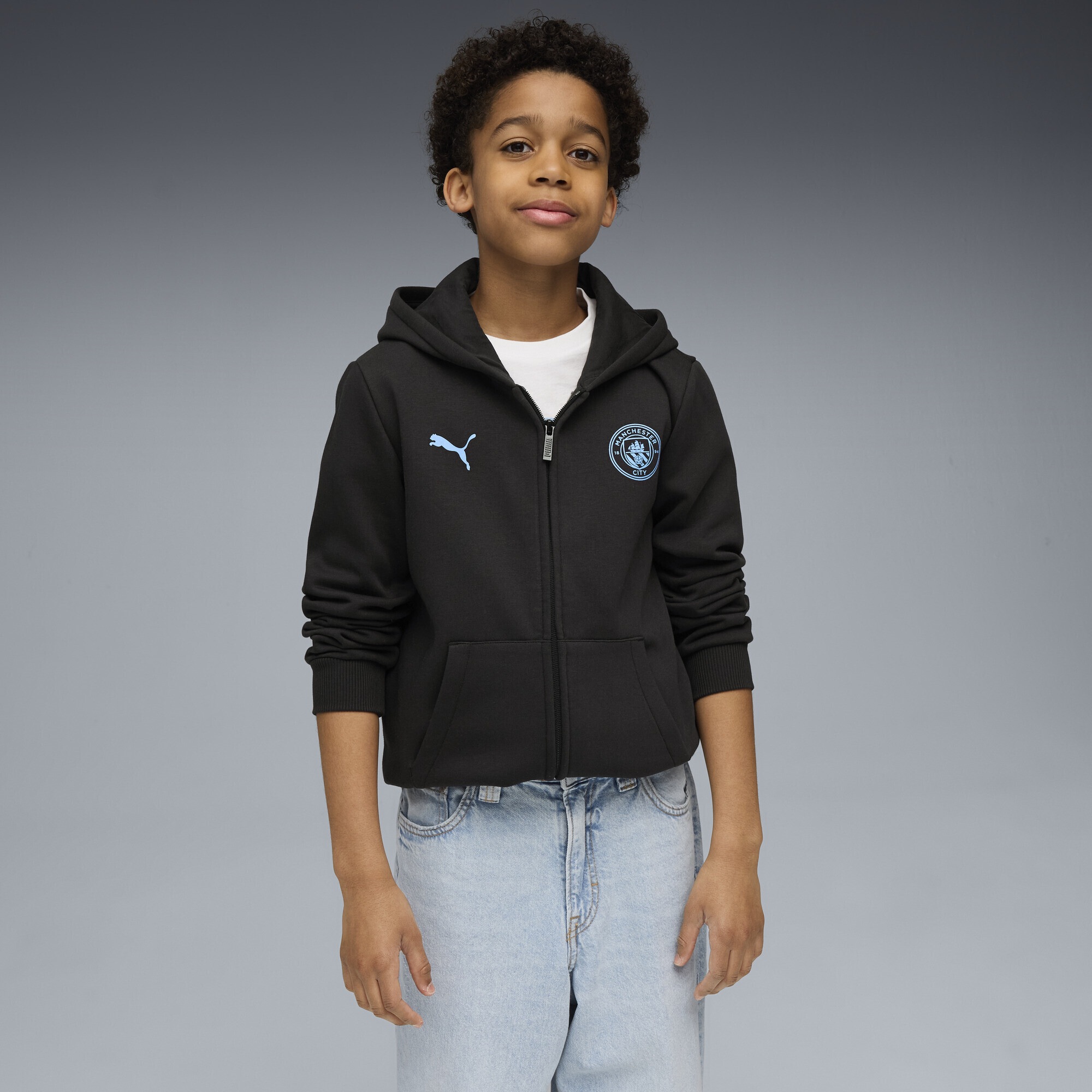PUMA Sweatjacke »Manchester City FtblEssentials Kapuzenjacke Jugendliche«