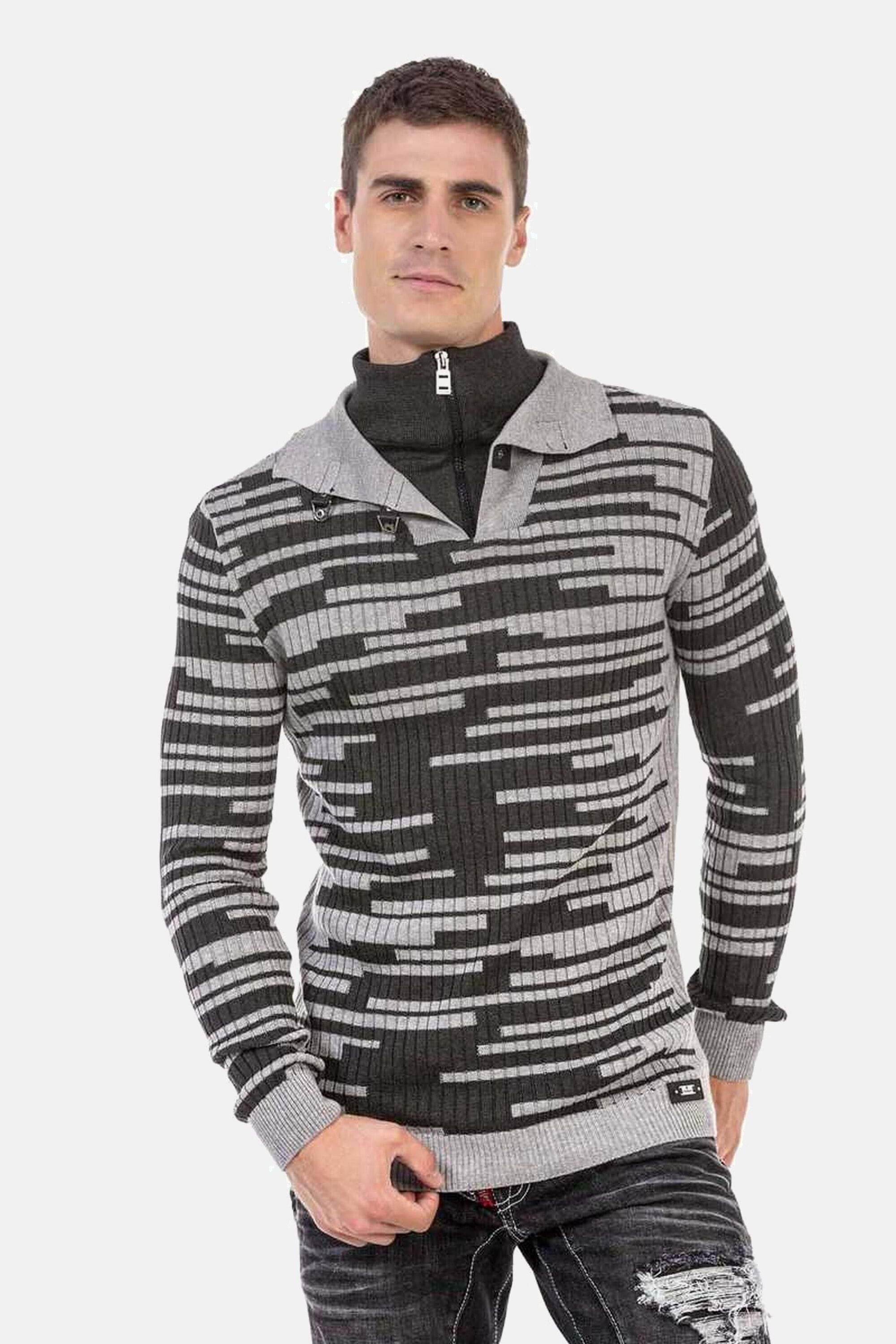 Cipo & Baxx Stehkragenpullover "Pullover", mit Schnallenverschluss, CP245