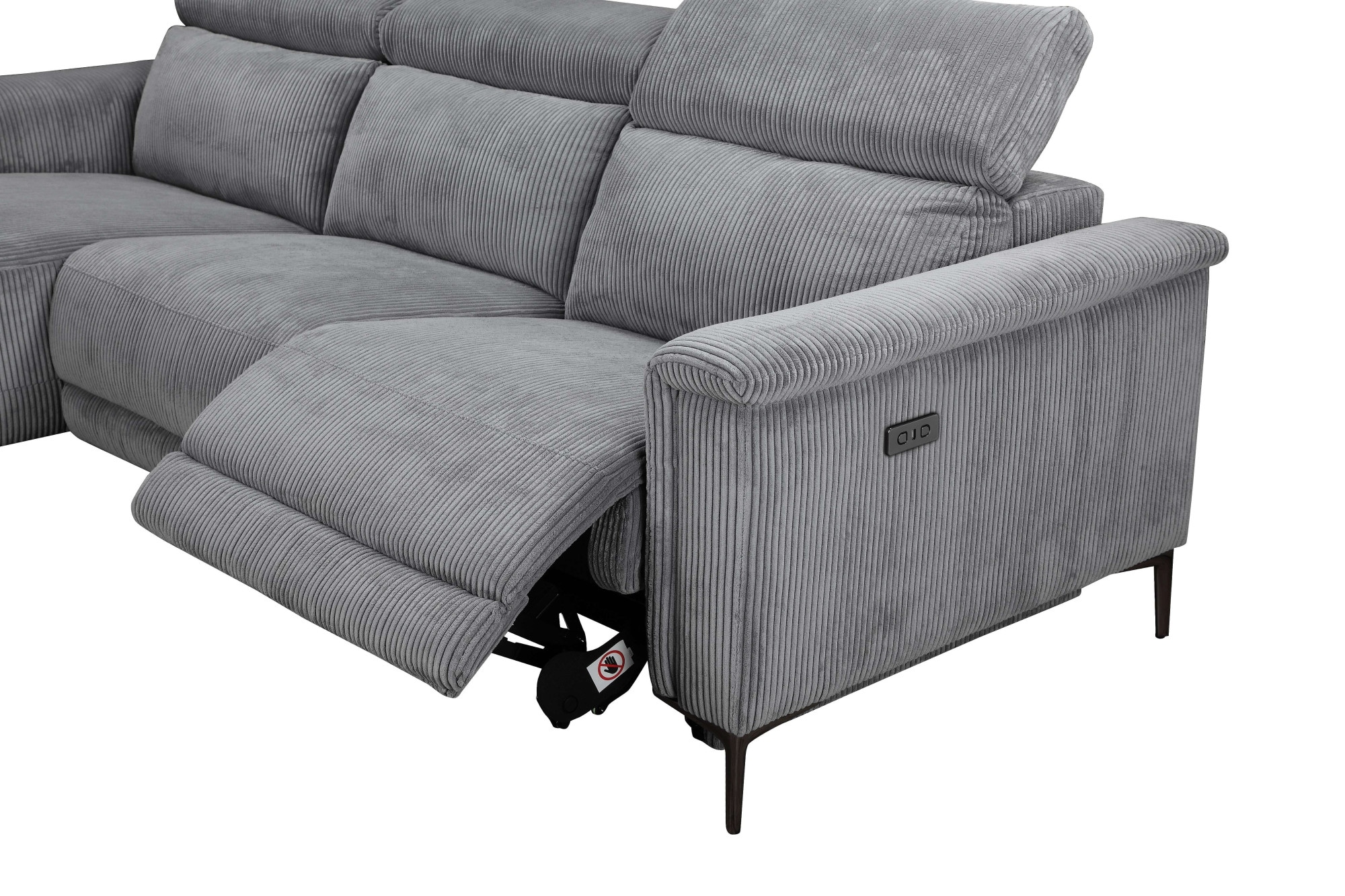 Places of Style Ecksofa »Lund in Cord, L-Form, 261 cm, manuelle und elektr. Relaxfunktion,«, USB-A und Kopfteilverstellung