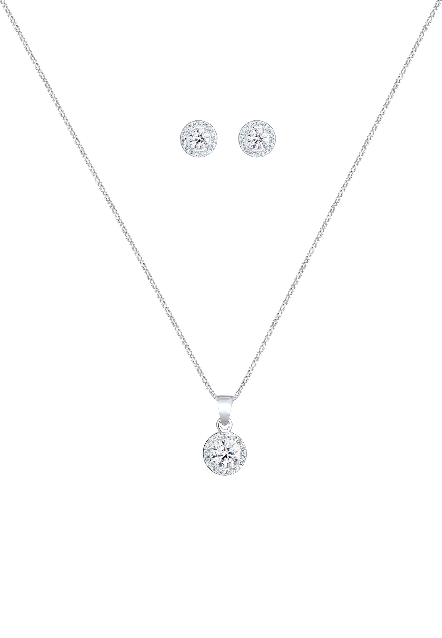 Elli Premium Schmuckset »Glas Kristalle Weiß 925 Sterling Silver«