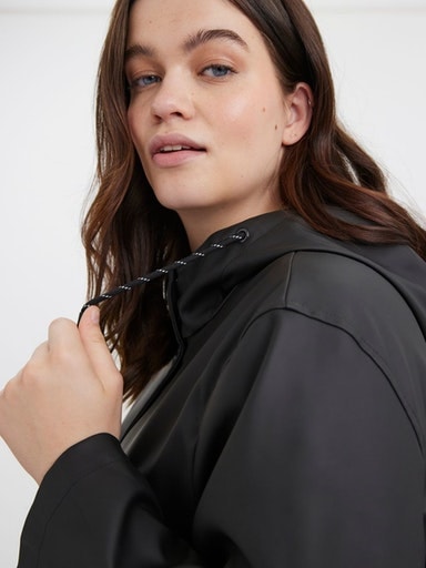 Vero Moda Curve Outdoorjacke »VMCMALOU COATED JACKET CUR NOOS«, mit Kapuze