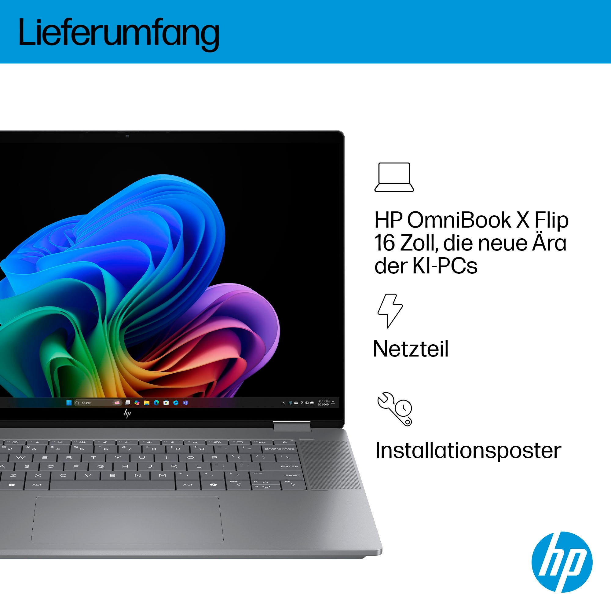 HP Convertible Notebook »OmniBook X Flip 16-ar0252ng«, 40,64 cm, / 16 Zoll, AMD, Ryzen™ AI 5, Radeon, 1000 GB SSD