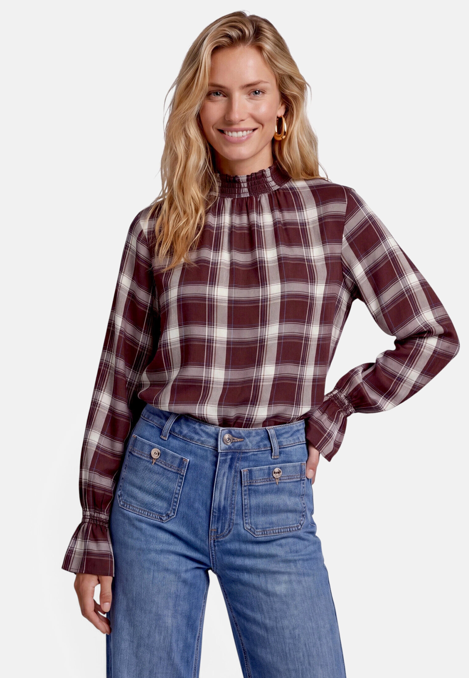 Zero Karobluse »Damen mit Stehkragen«