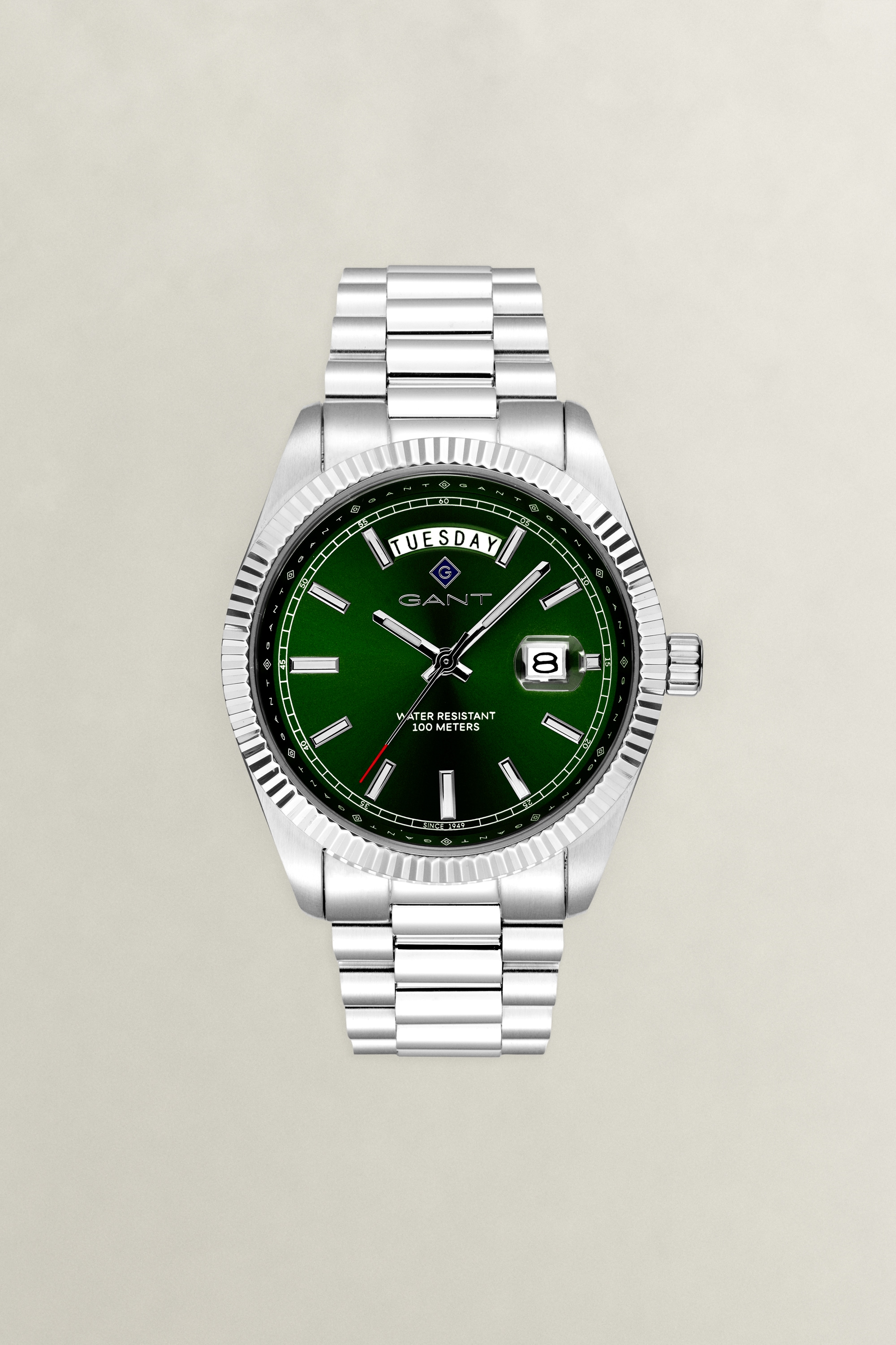 Gant Quarzuhr »F-fax« Armbanduhr, Herrenuhr, Edelstahlarmband, analog, Tag, Wochentag