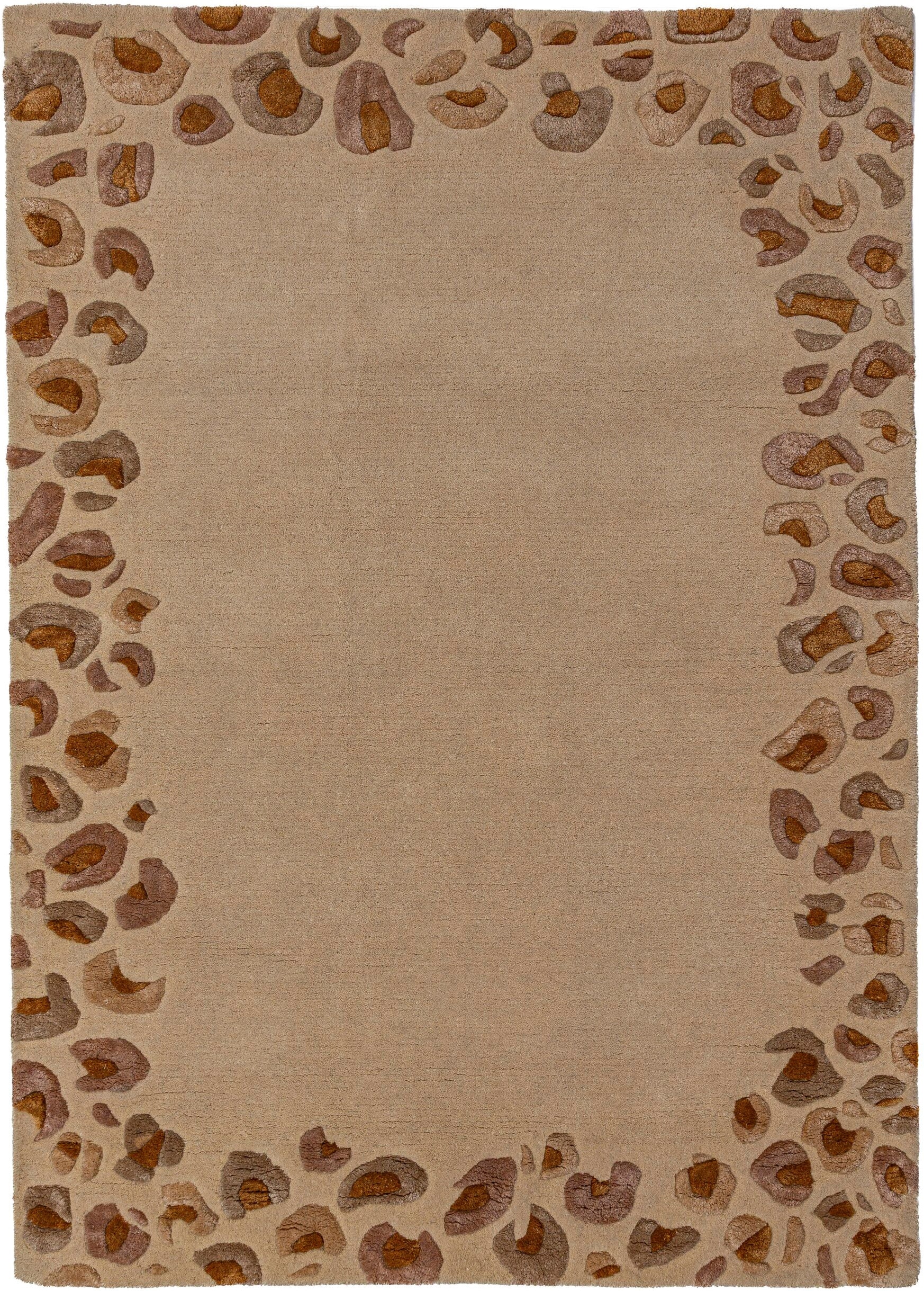 FLAIR RUGS Teppich »LEOPARD FRAME« rechteckig Glänzende Woll-Viskose-Mischung, Leo Muster, Wohnzimmer, Schlafzimmer
