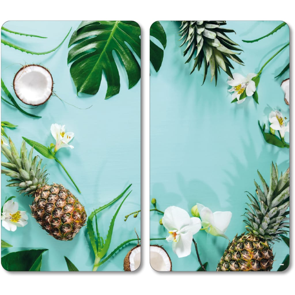 KESPER for kitchen & home Herdblende-/Abdeckplatte »Tropical Summer«, (Set, 2 tlg.)