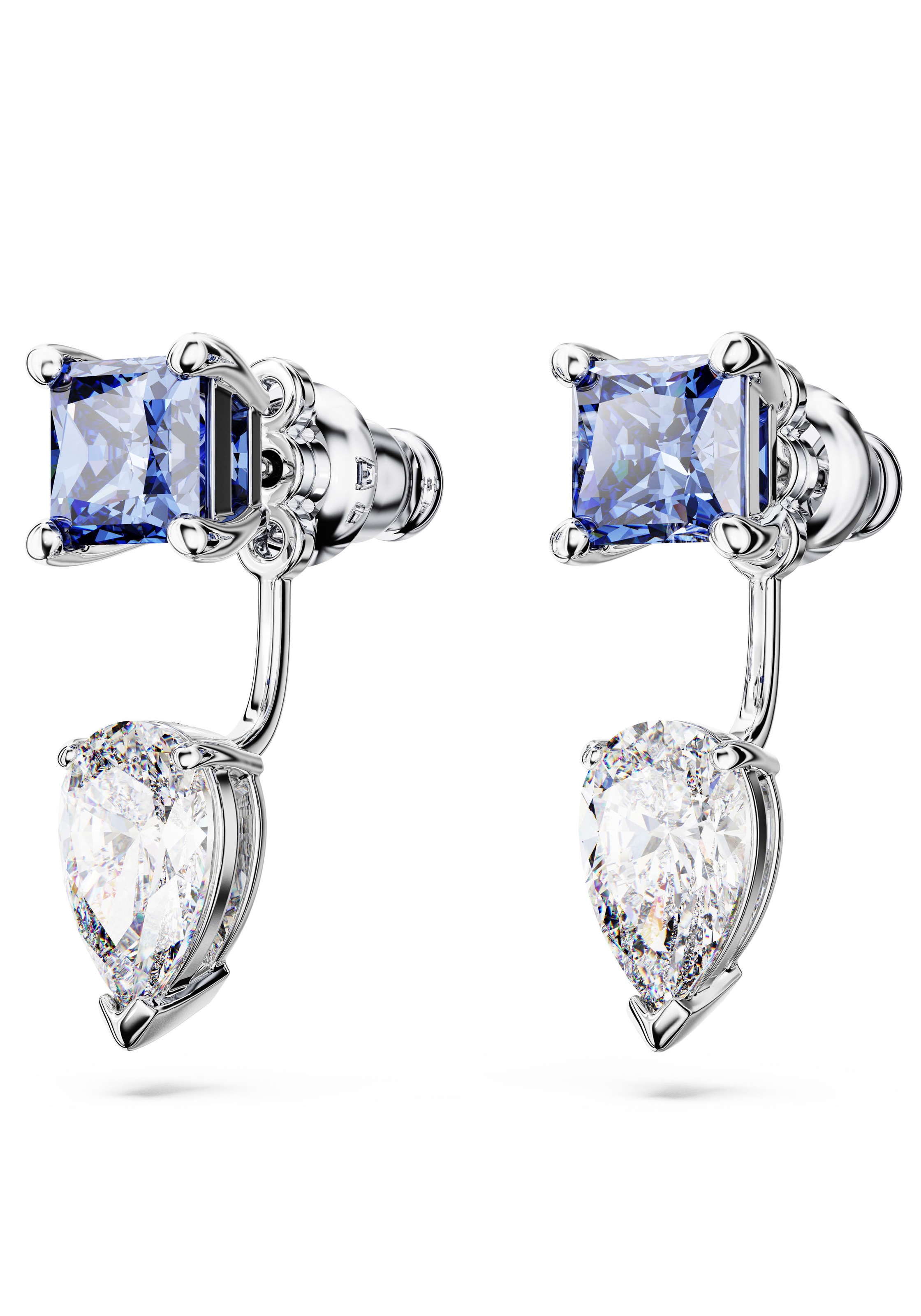 Paar Ohrstecker SWAROVSKI "MESMERA", bunt (metallfarben, kristallweiß, blau, kristallweiß, blau), Ohrringe, Damen, Metall, mit Swarovsi Zirkonia (synth.) - Einhänger abnehmbar 3