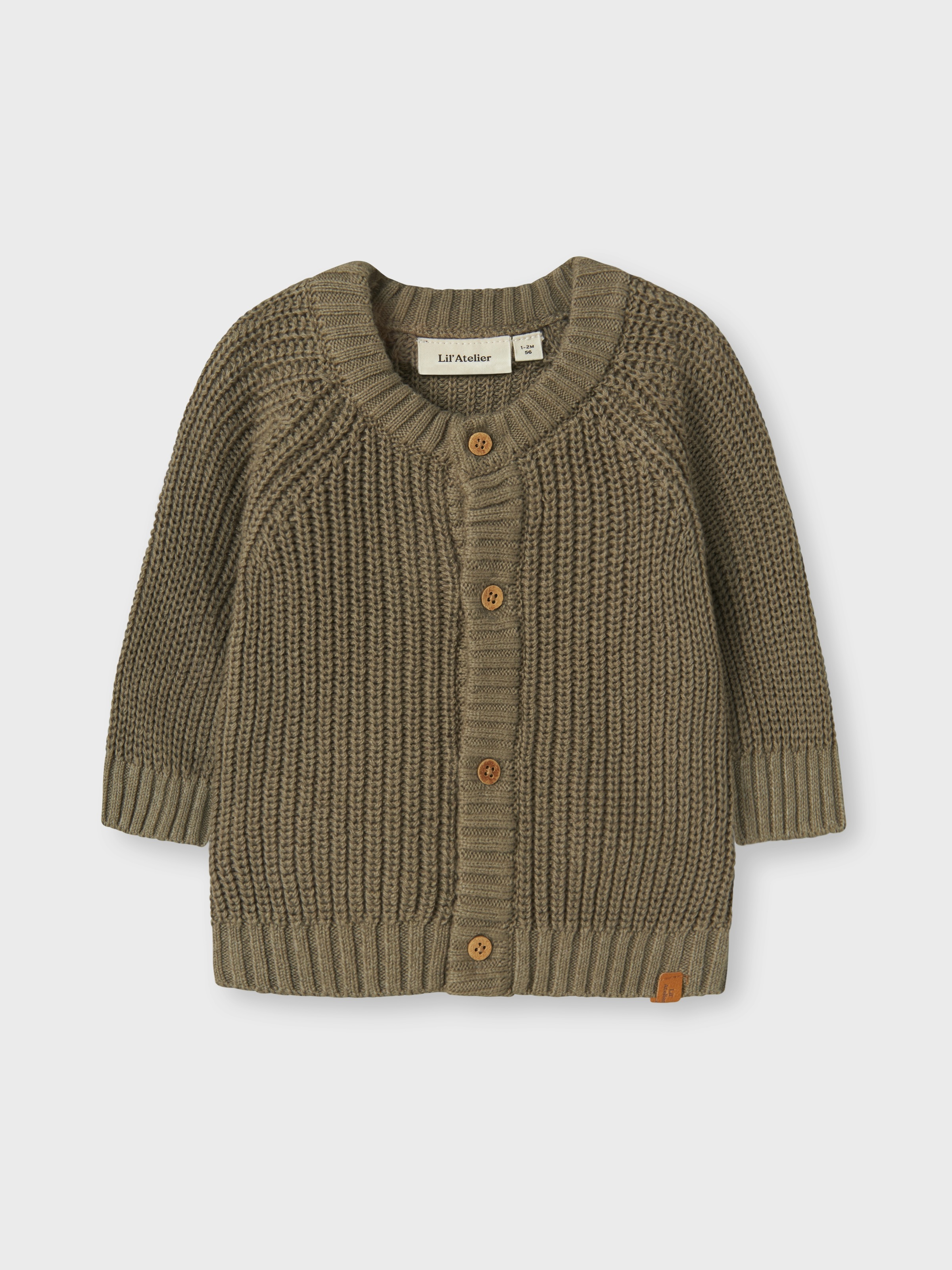 Lil' Atelier Strickjacke »NBNEMLEN LS KNIT CARD LIL NOOS« weiche Baumwolle, Rippstrick