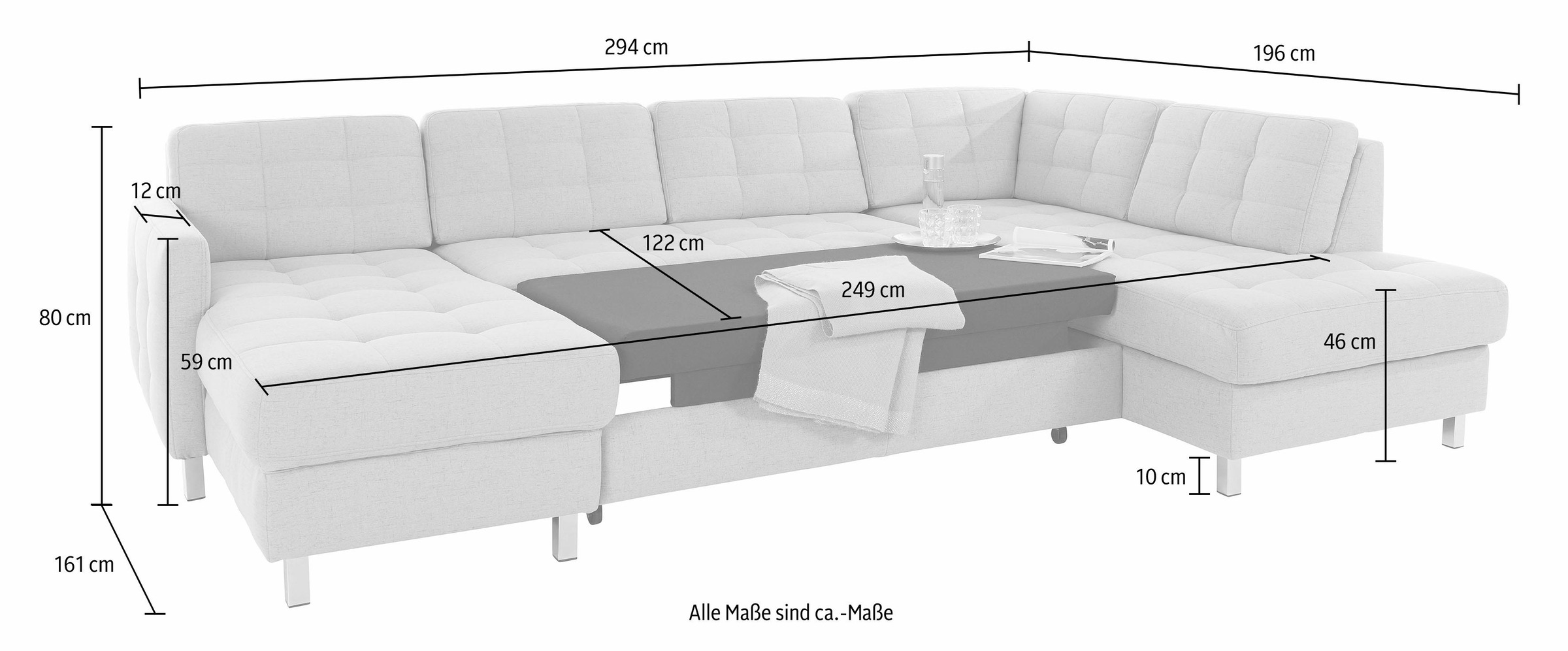 sit&more Wohnlandschaft »Picasso U-Form«, wahlweise mit Bettfunktion und Bettkasten